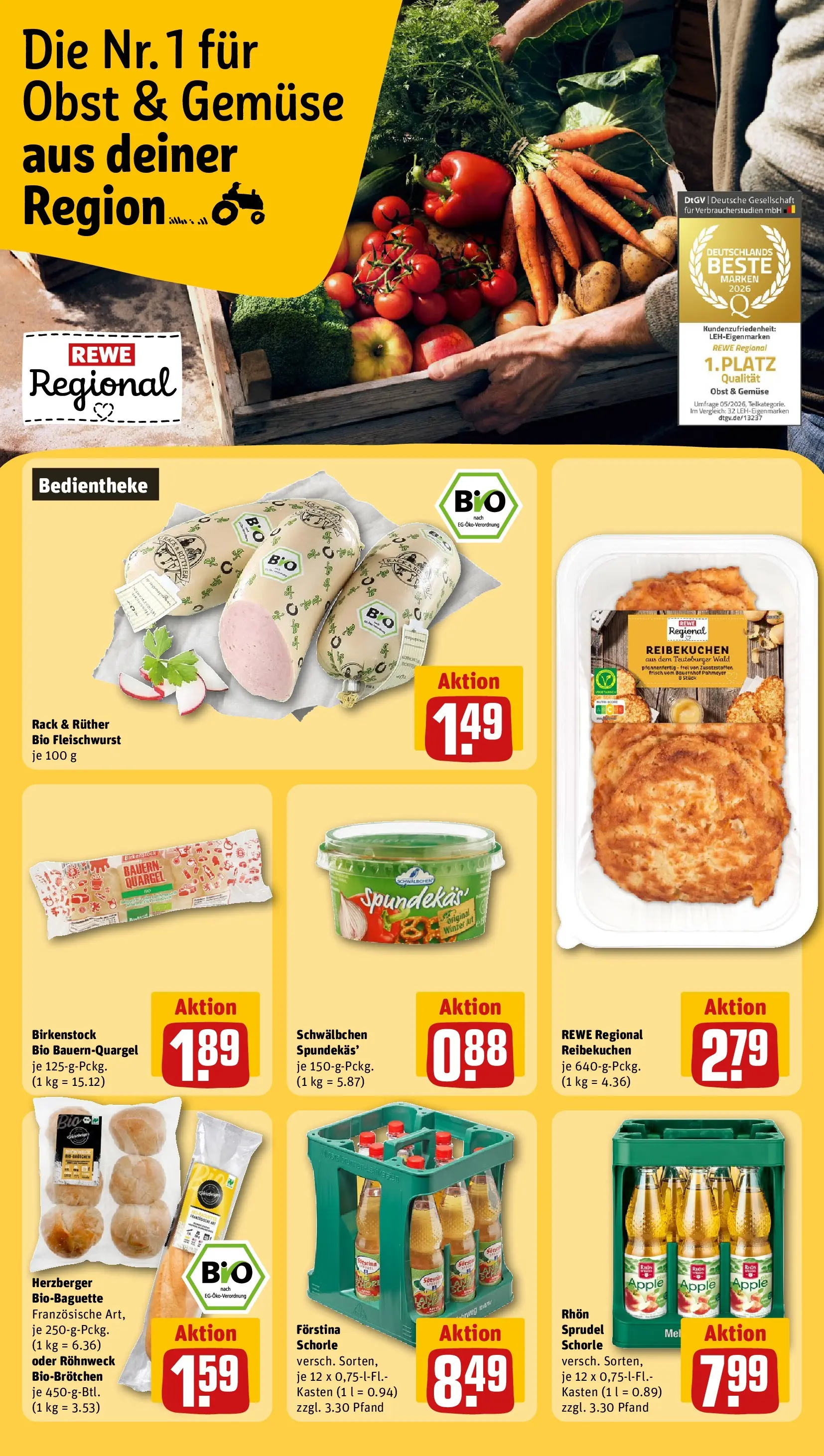 REWE Prospekt ab 14.06.2026 zum Blättern » Angebote | Seite: 22 | Produkte: Quark, Apple, Gemüse, Obst