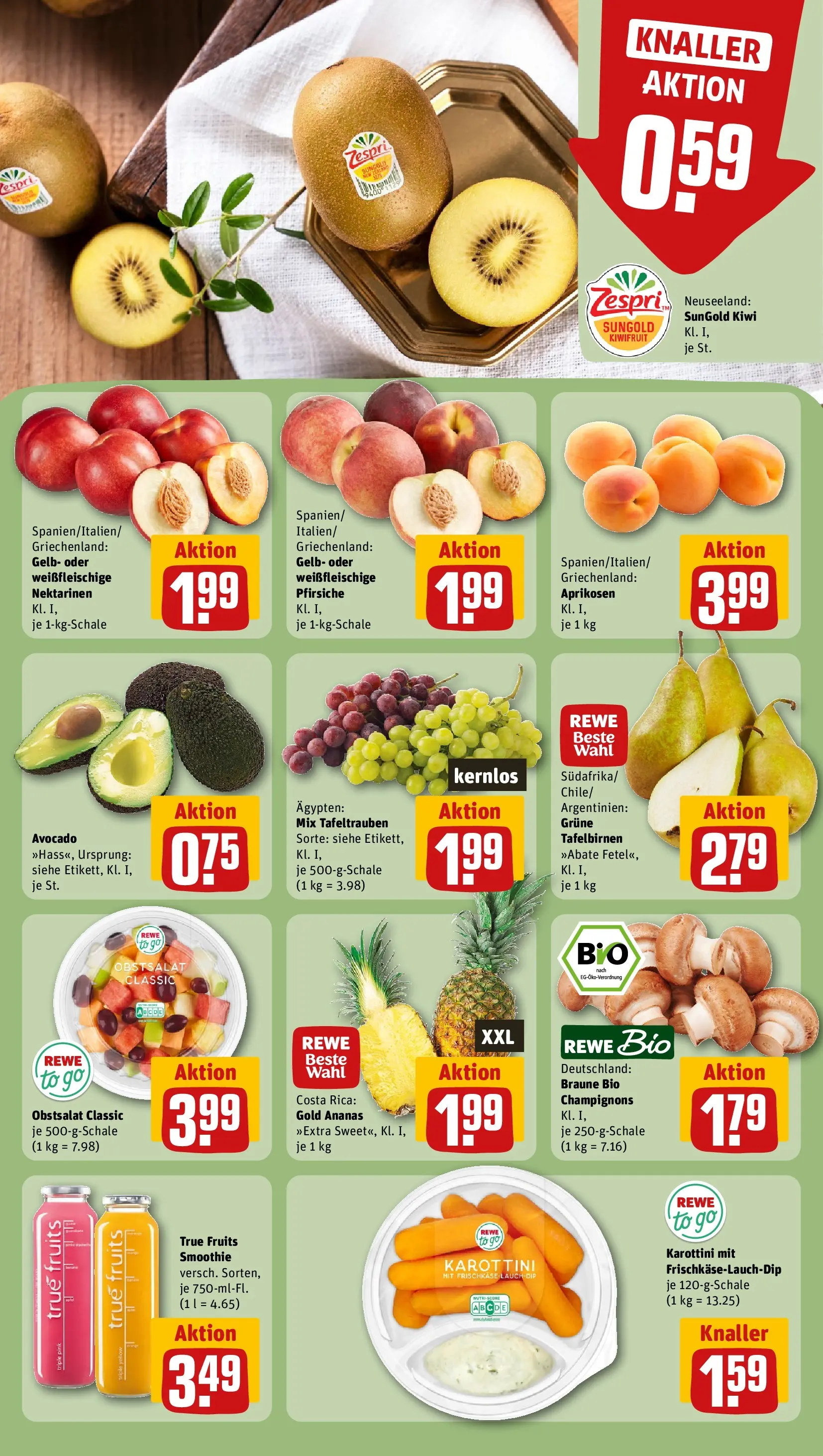REWE Prospekt ab 14.06.2026 zum Blättern » Angebote | Seite: 10 | Produkte: Nektarinen, Ananas, Kiwi, Frischkase