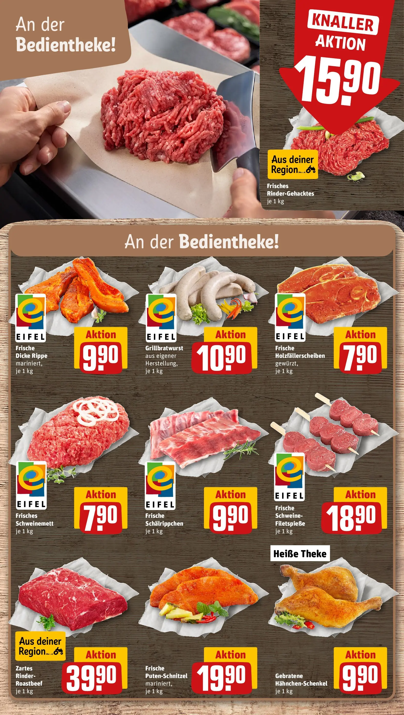 REWE Prospekt ab 14.06.2026 zum Blättern » Angebote | Seite: 12 | Produkte: Hahnchenschenkel, Theke, Bratwurst, Roastbeef