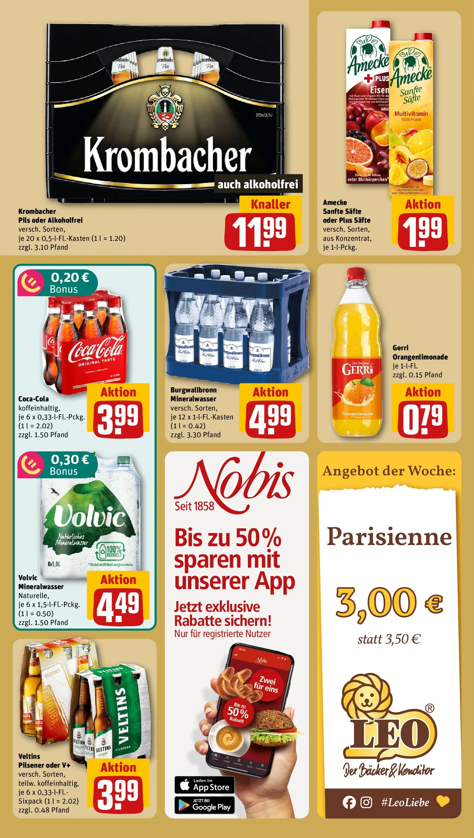 REWE Prospekt ab 14.06.2026 zum Blättern » Angebote | Seite: 20 | Produkte: Cola, Mineralwasser, Krombacher, Volvic