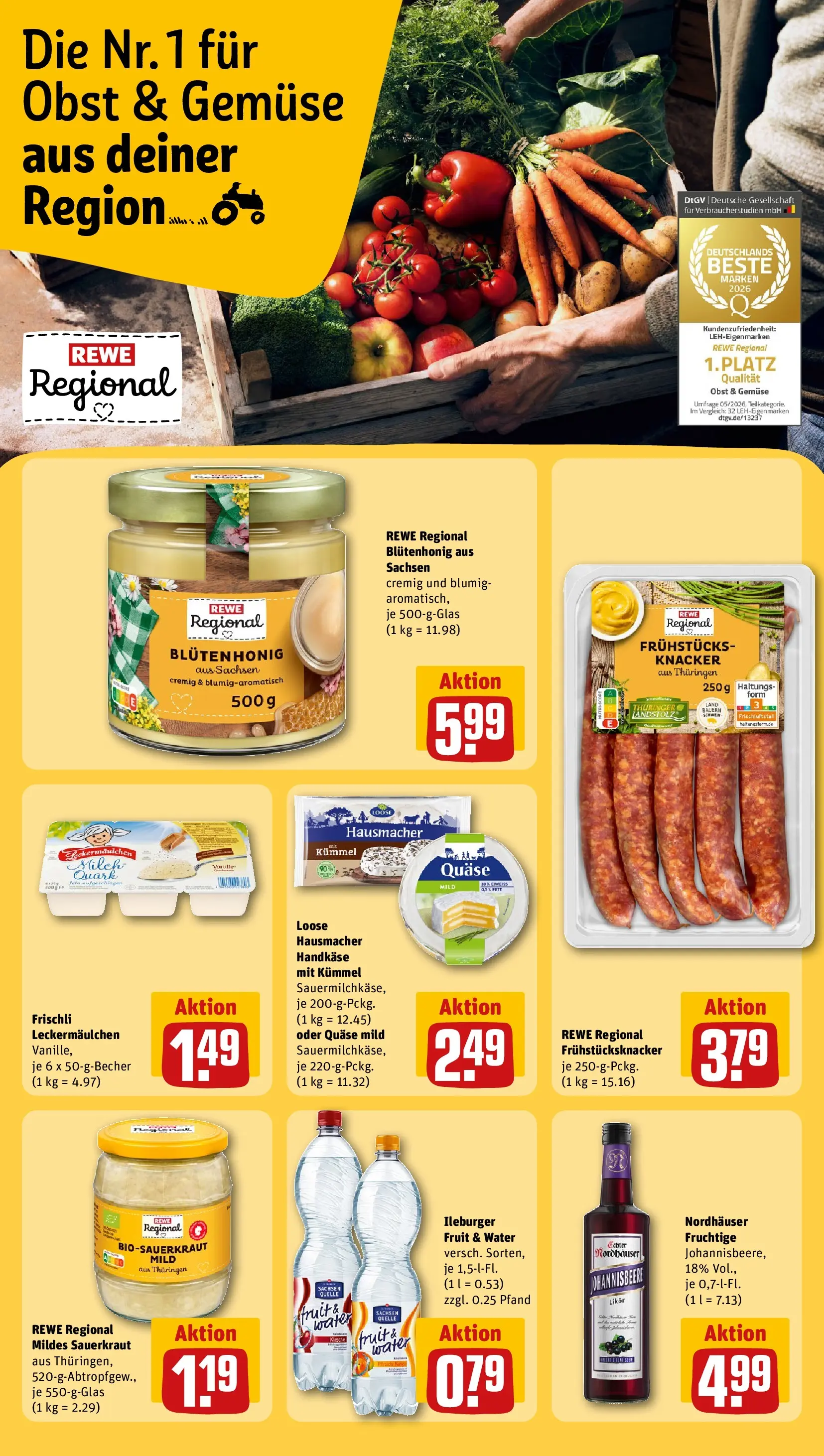 REWE Prospekt ab 14.06.2026 zum Blättern » Angebote | Seite: 26 | Produkte: Quark, Likör, Gemüse, Obst