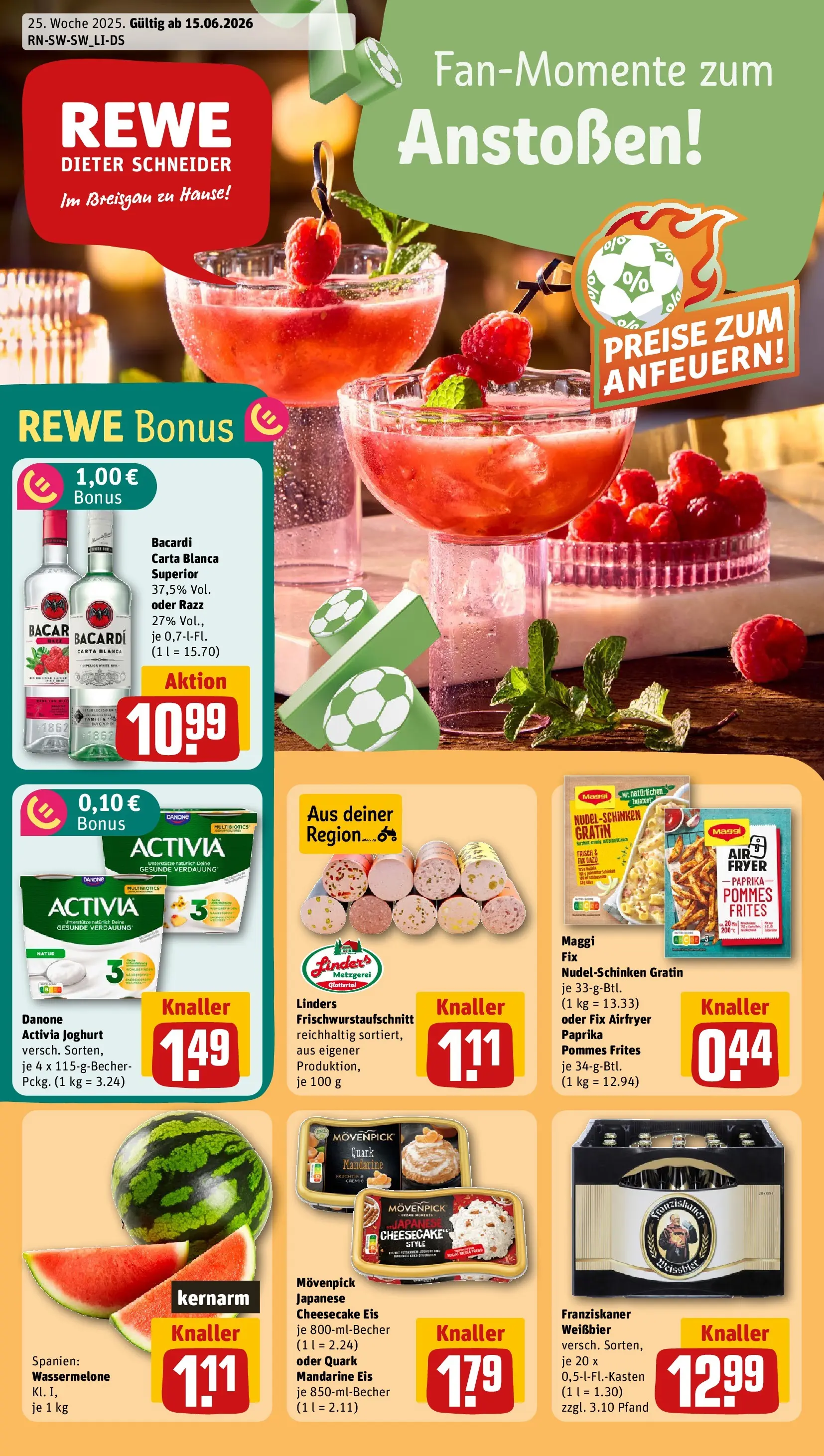 REWE Prospekt ab 14.06.2026 zum Blättern » Angebote | Seite: 1 | Produkte: Activia, Maggi, Joghurt, Eis