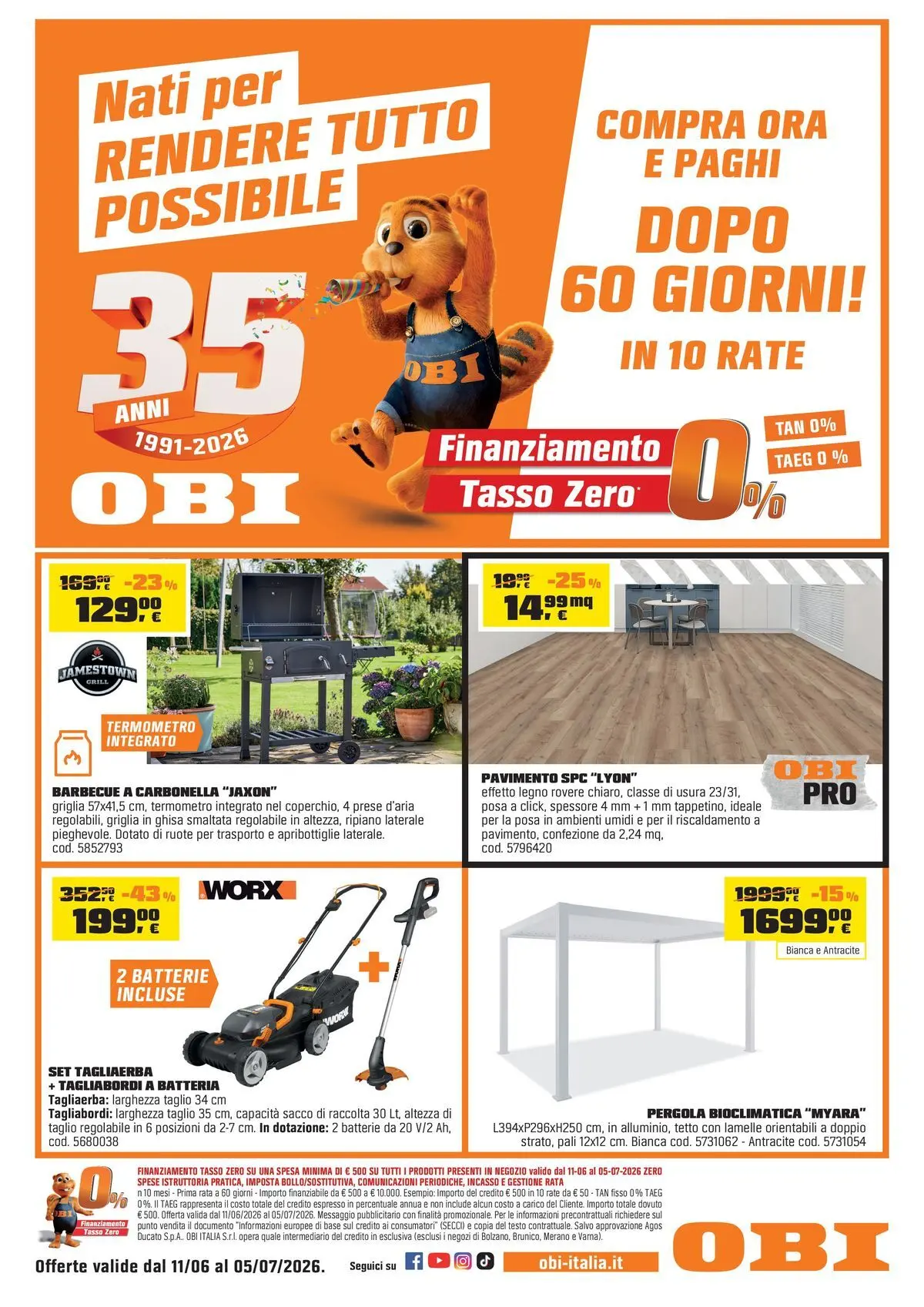 Nuovo OBI - Nati per rendere tutto possibile dal 10/06/2026 > offerte anteprima 🛍️ | Pagina: 1 | Prodotti: Pavimento, Griglia, Batteria, Batterie