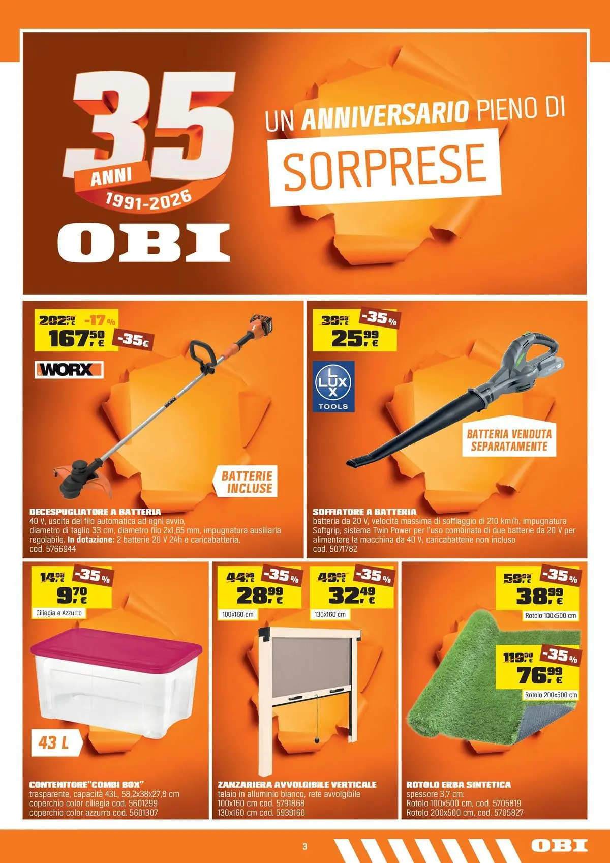 Nuovo OBI - Nati per rendere tutto possibile dal 10/06/2026 > offerte anteprima 🛍️ | Pagina: 3 | Prodotti: Zanzariera, Decespugliatore, Batteria, Caricabatterie