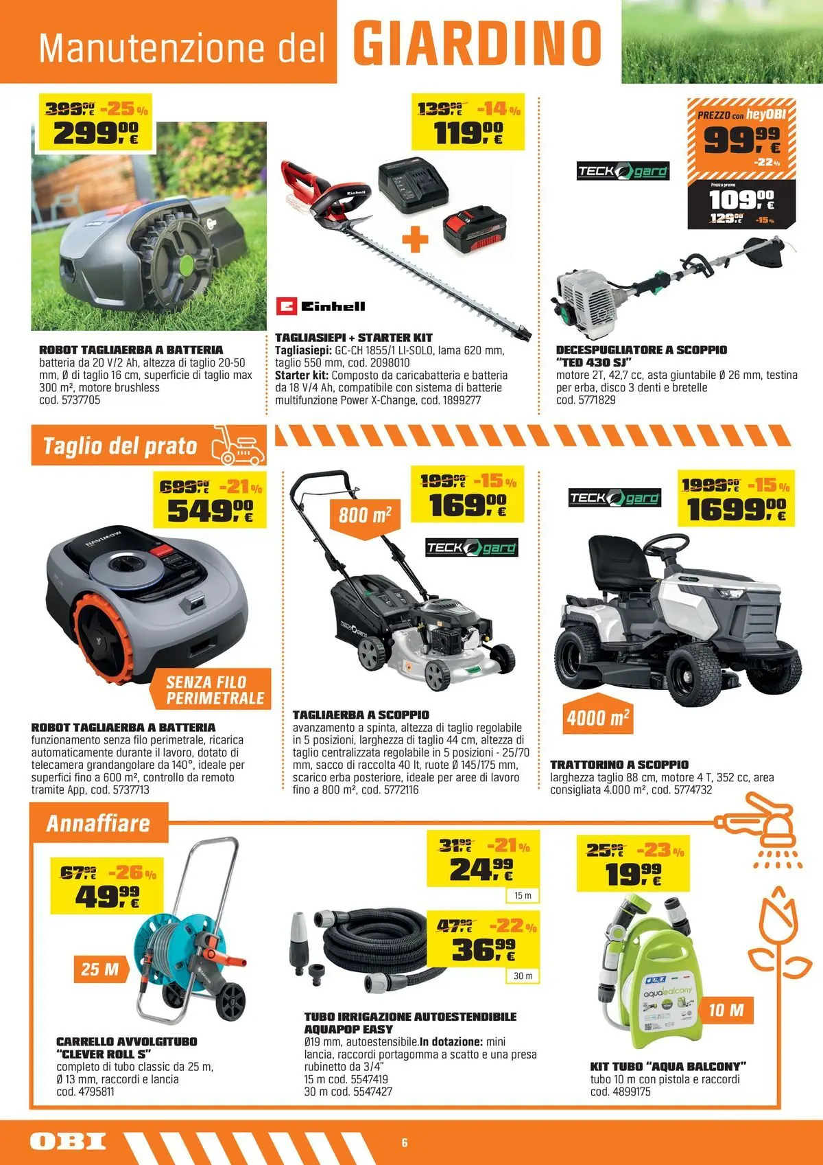 Nuovo OBI - Nati per rendere tutto possibile dal 10/06/2026 > offerte anteprima 🛍️ | Pagina: 6 | Prodotti: Tagliasiepi, Disco, Robot, Batteria