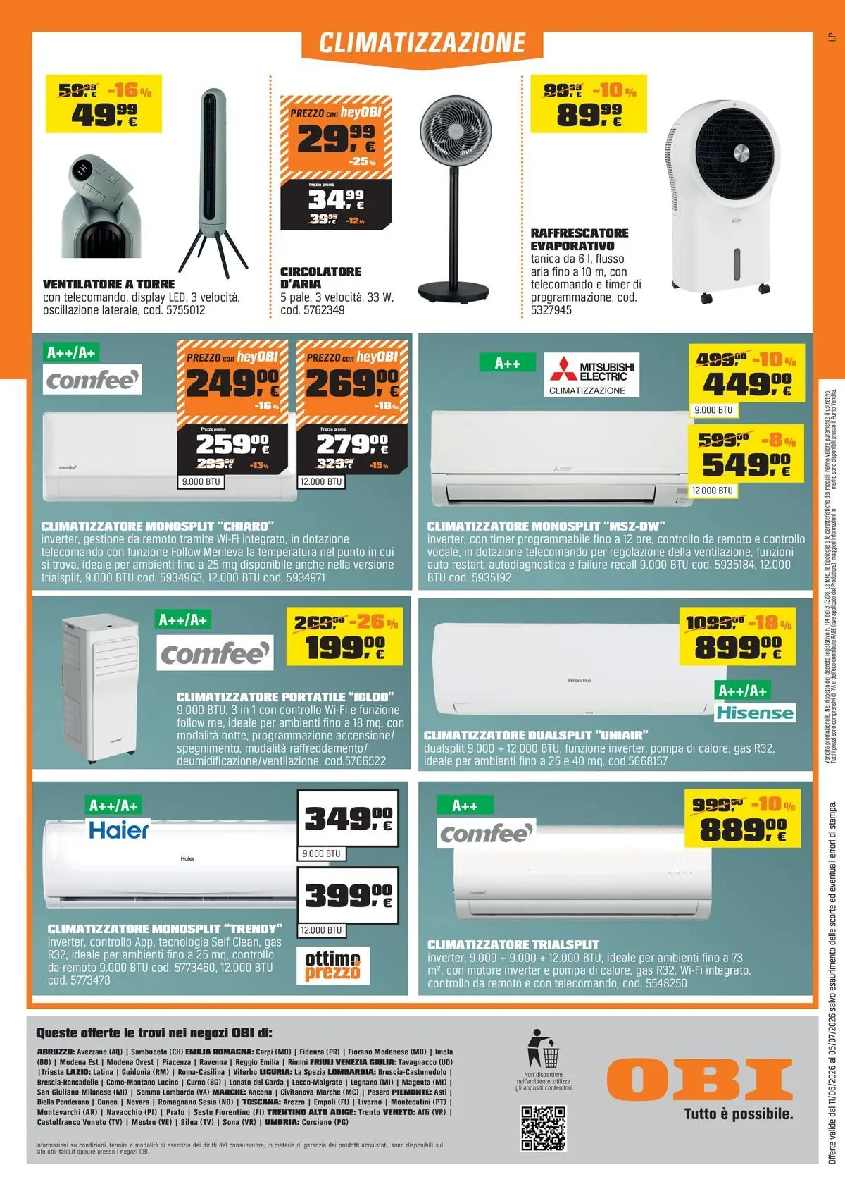 Nuovo OBI - Nati per rendere tutto possibile dal 10/06/2026 > offerte anteprima 🛍️ | Pagina: 16 | Prodotti: Climatizzatore, Telecomando, TV, Tanica