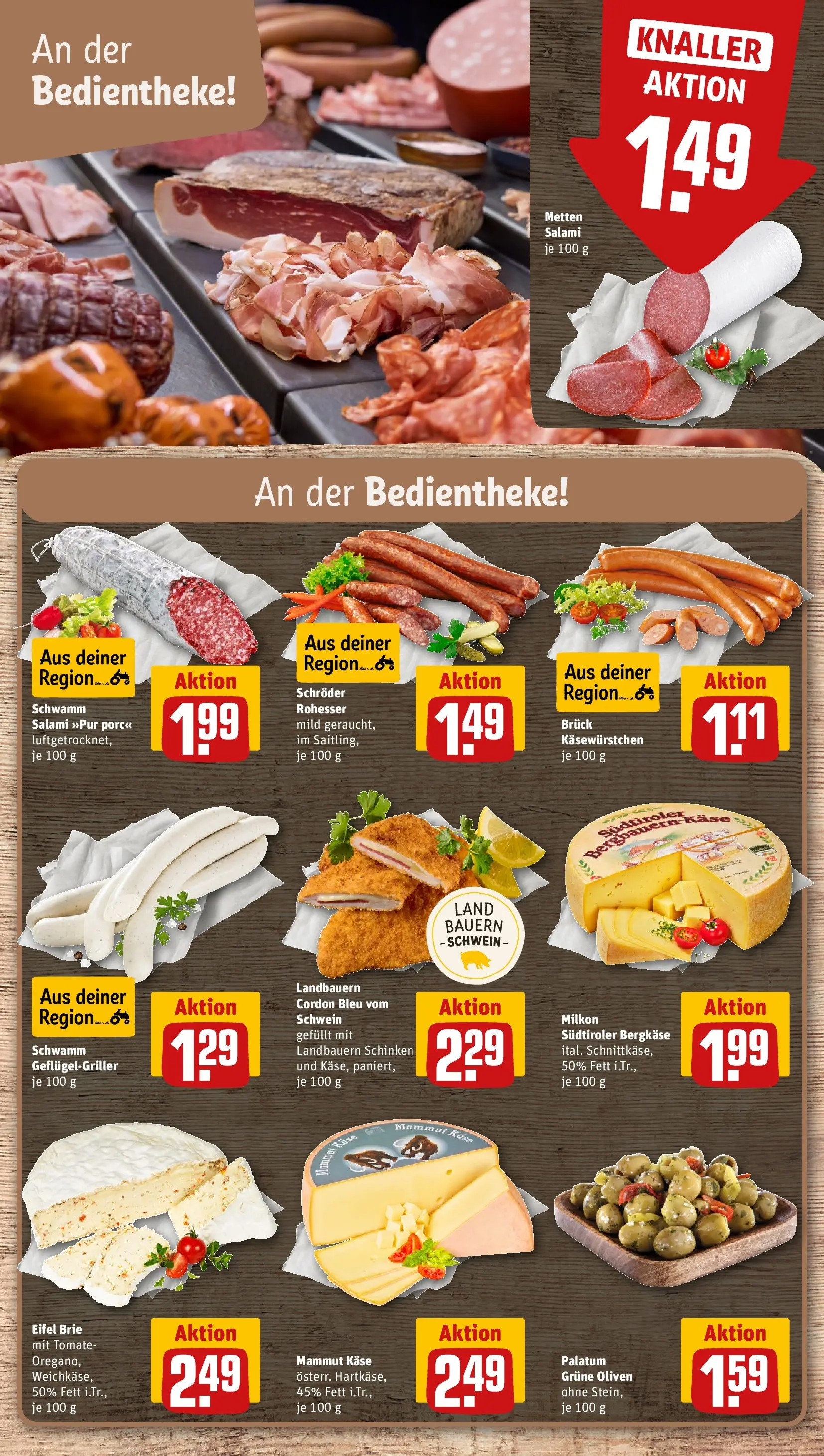 REWE Prospekt ab 14.06.2026 zum Blättern » Angebote | Seite: 15 | Produkte: Käse, Salami, Schinken
