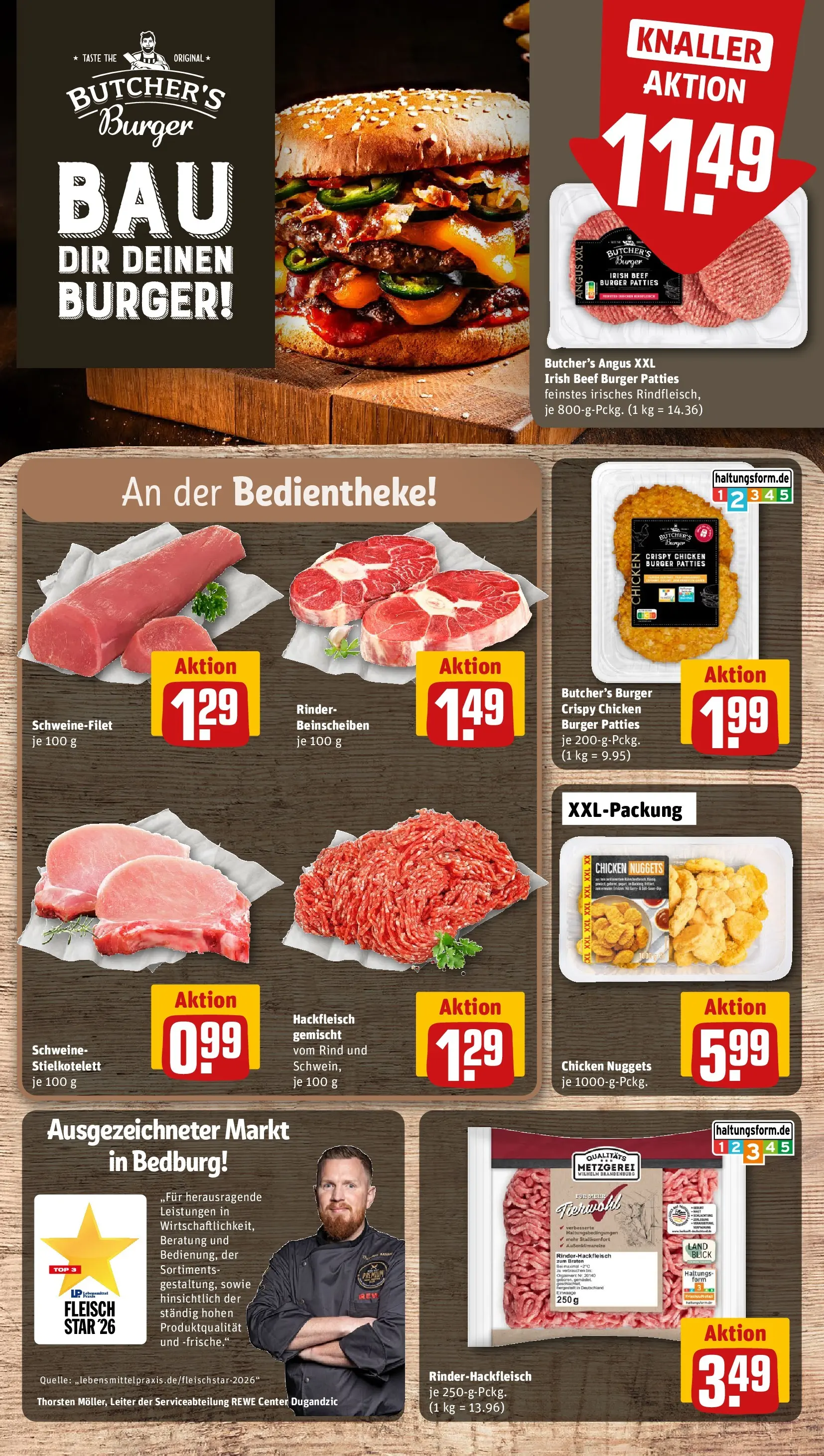 REWE Prospekt ab 14.06.2026 zum Blättern » Angebote | Seite: 12 | Produkte: Burger, Schweinefilet, Fleisch, Hackfleisch