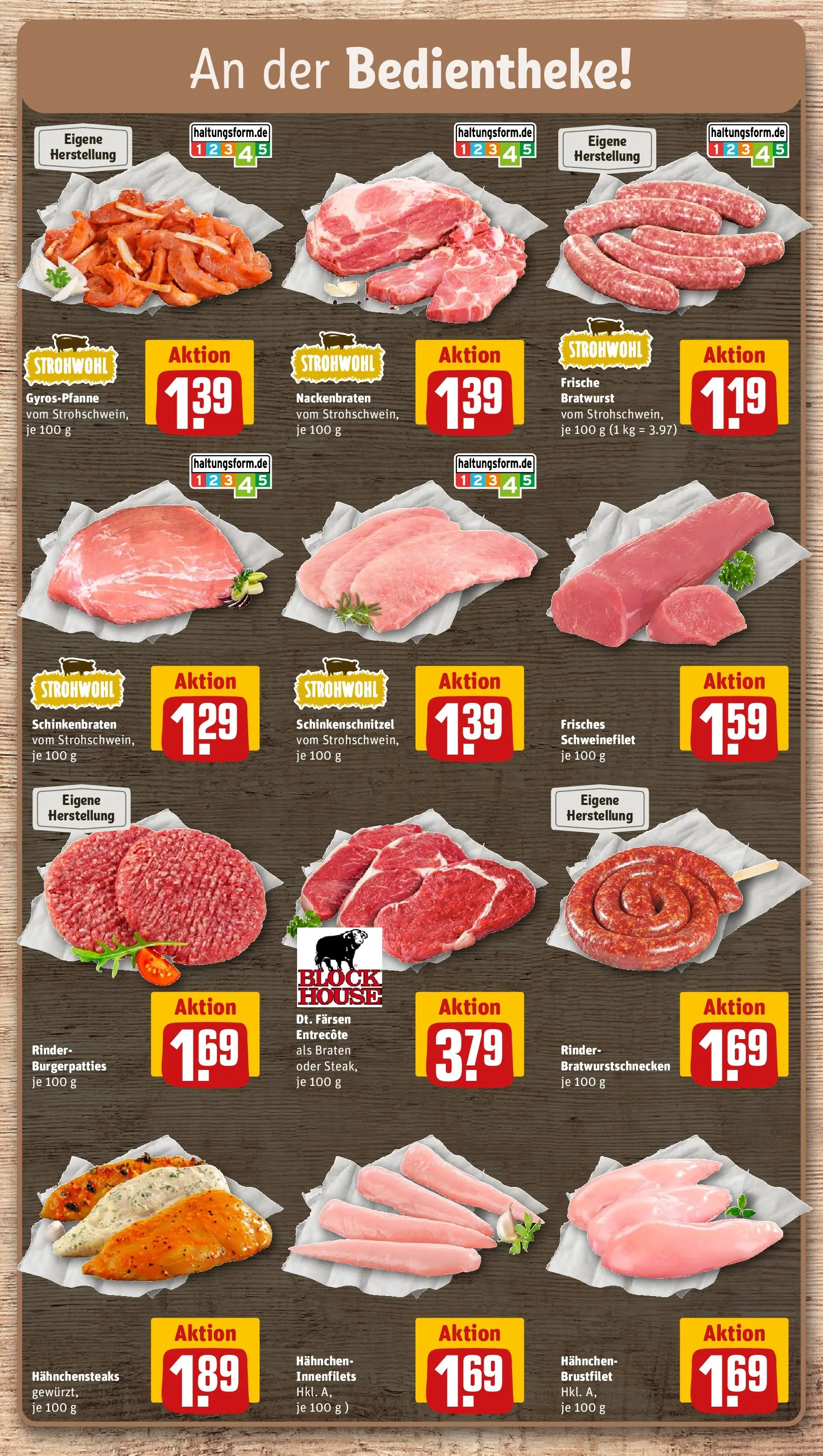REWE Prospekt ab 14.06.2026 zum Blättern » Angebote | Seite: 12 | Produkte: Hahnchen, Bratwurst, Entrecote, Schweinefilet