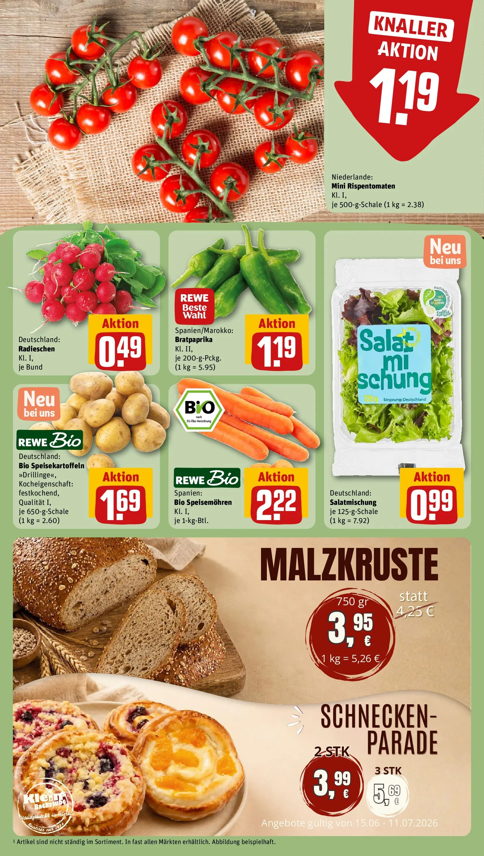 REWE Prospekt ab 14.06.2026 zum Blättern » Angebote | Seite: 11 | Produkte: Tomaten, Salat