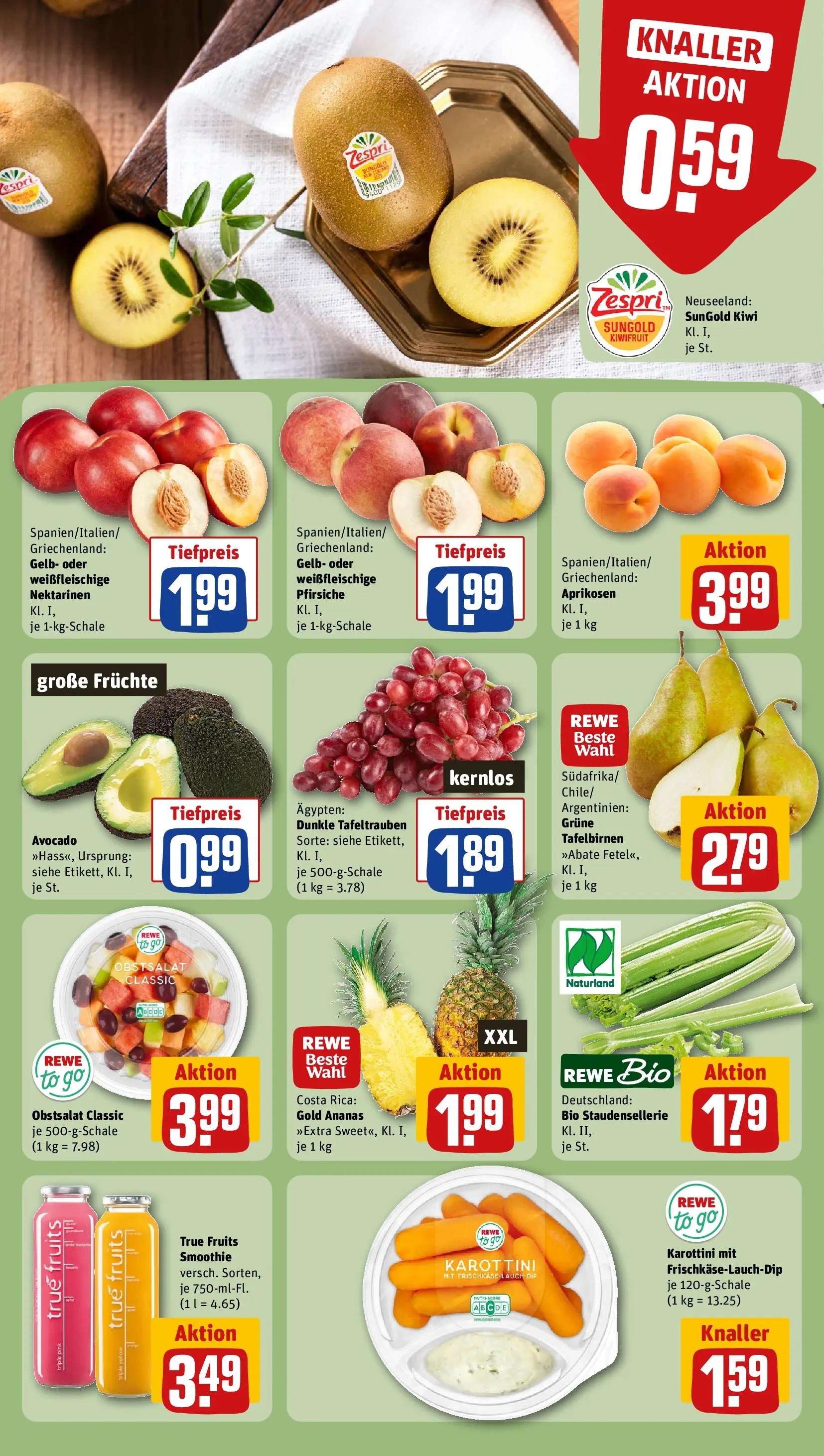 REWE Prospekt ab 14.06.2026 zum Blättern » Angebote | Seite: 4 | Produkte: Nektarinen, Ananas, Avocado, Kiwi