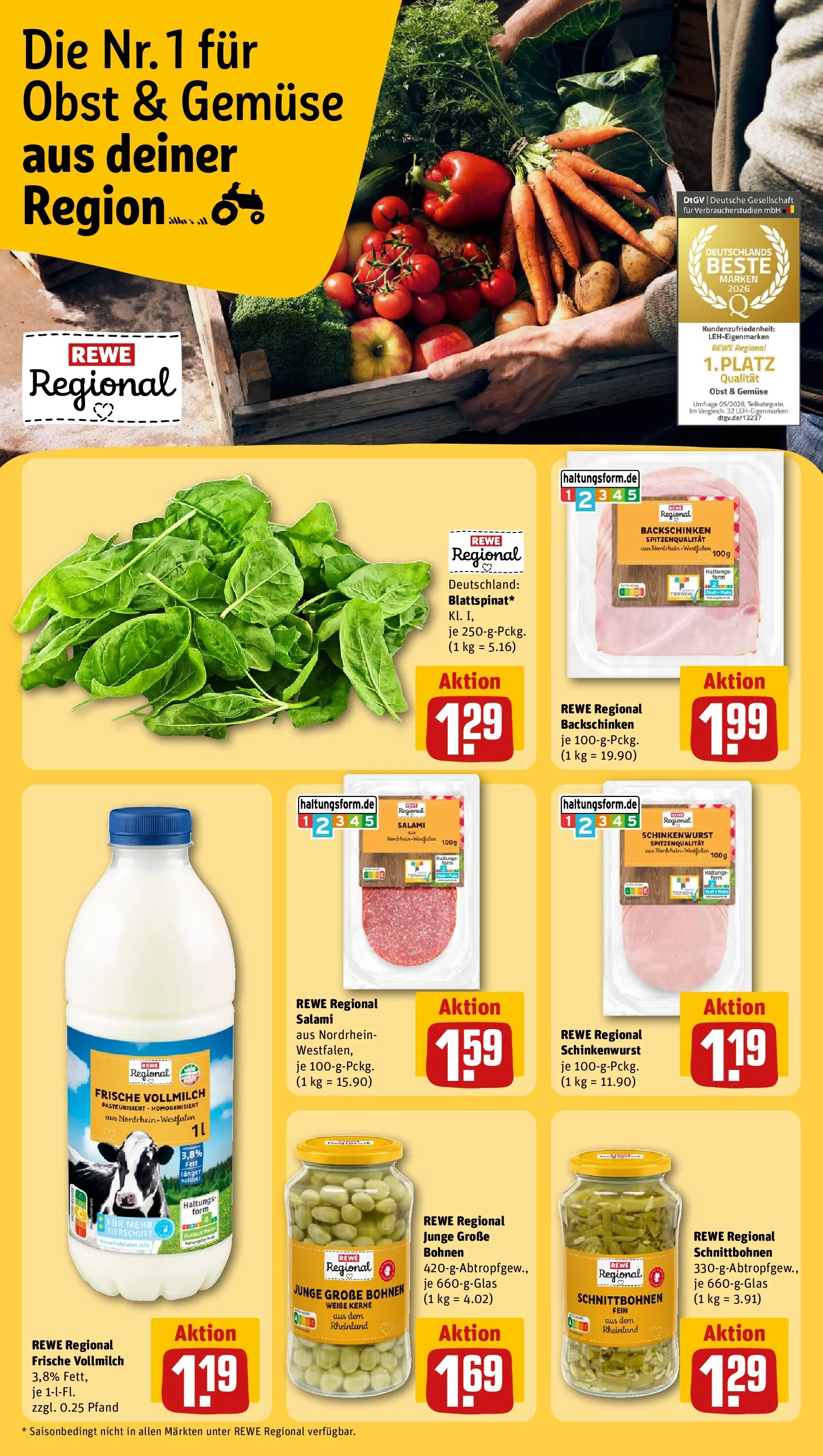 REWE Prospekt ab 14.06.2026 zum Blättern » Angebote | Seite: 25 | Produkte: Gemüse, Obst, Salami