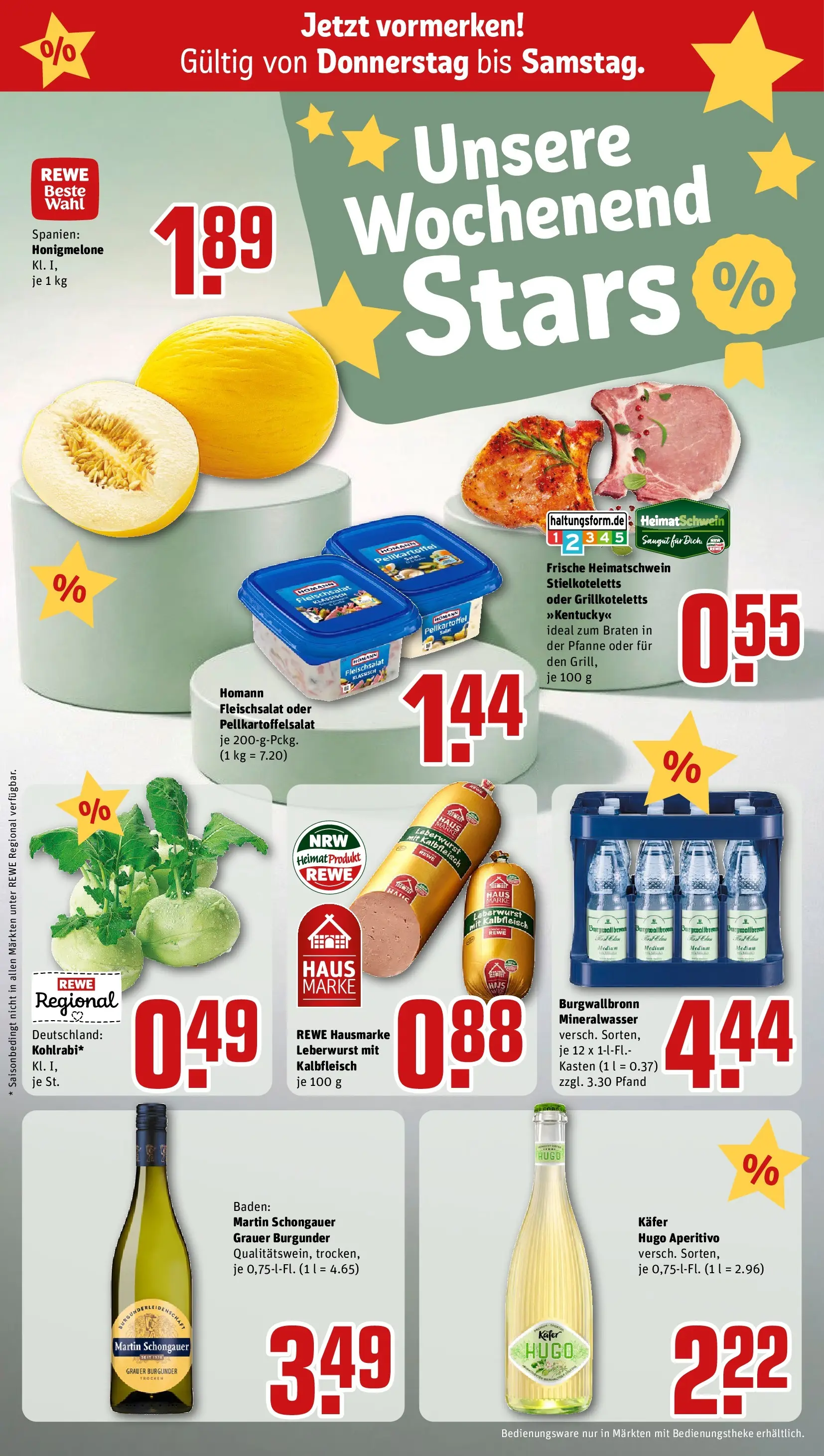 REWE Prospekt ab 14.06.2026 zum Blättern » Angebote | Seite: 27 | Produkte: Kohlrabi, Mineralwasser, Hugo, Salat