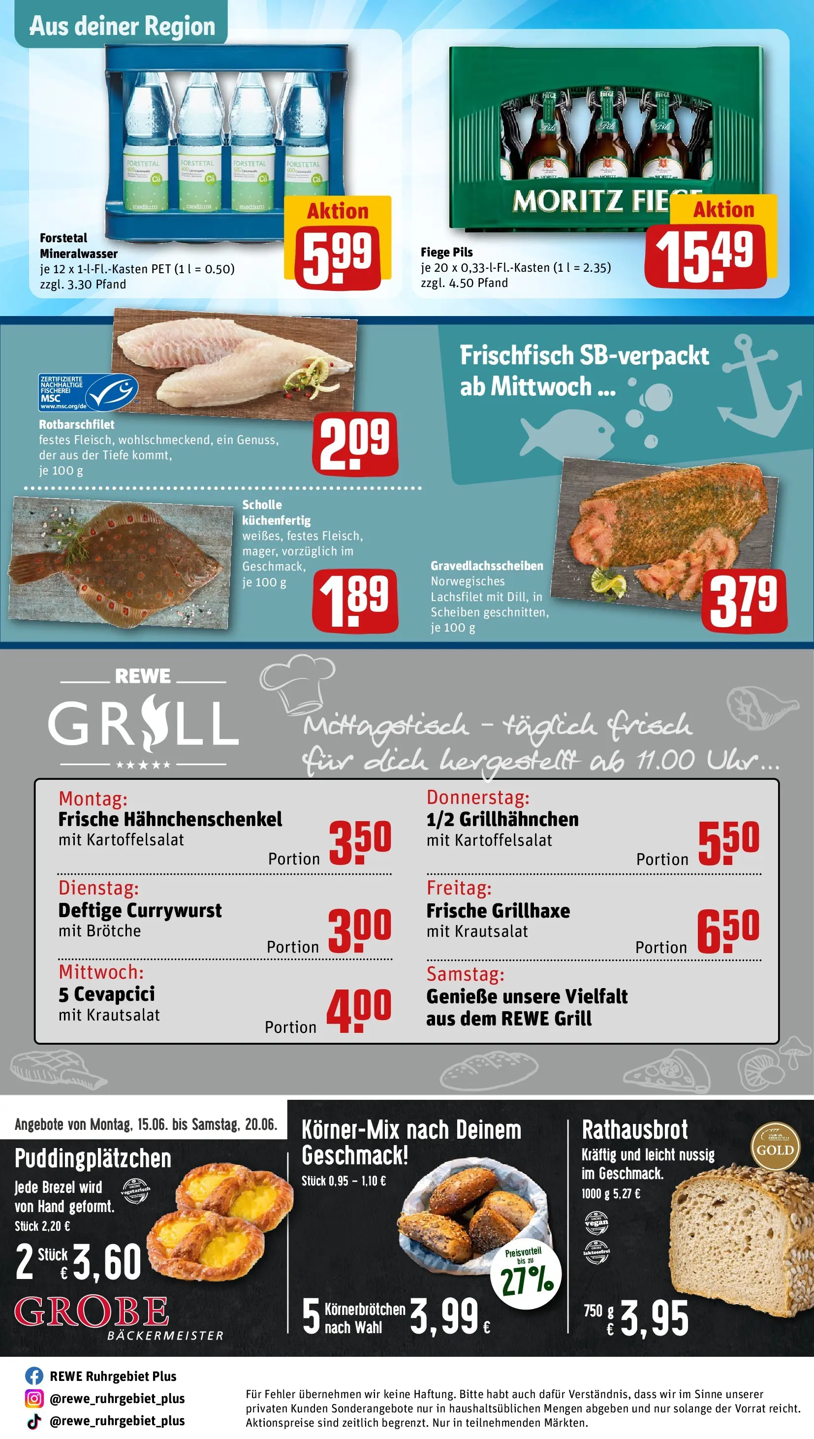 REWE Prospekt ab 14.06.2026 zum Blättern » Angebote | Seite: 29 | Produkte: Grill, Hahnchenschenkel, Cevapcici, Uhr