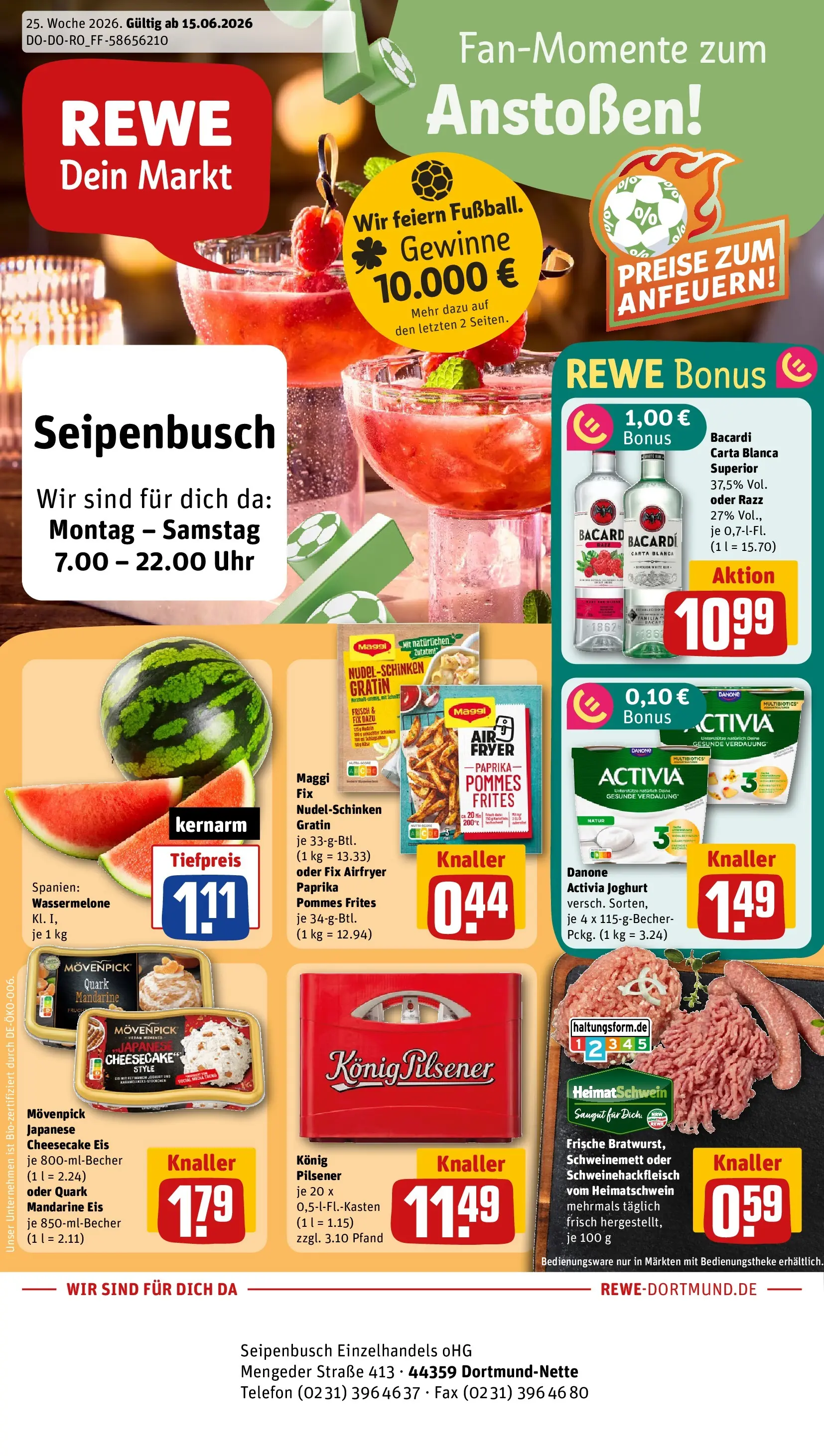 REWE Prospekt ab 14.06.2026 zum Blättern » Angebote | Seite: 1 | Produkte: Pommes, Pommes frites, Paprika, Eis