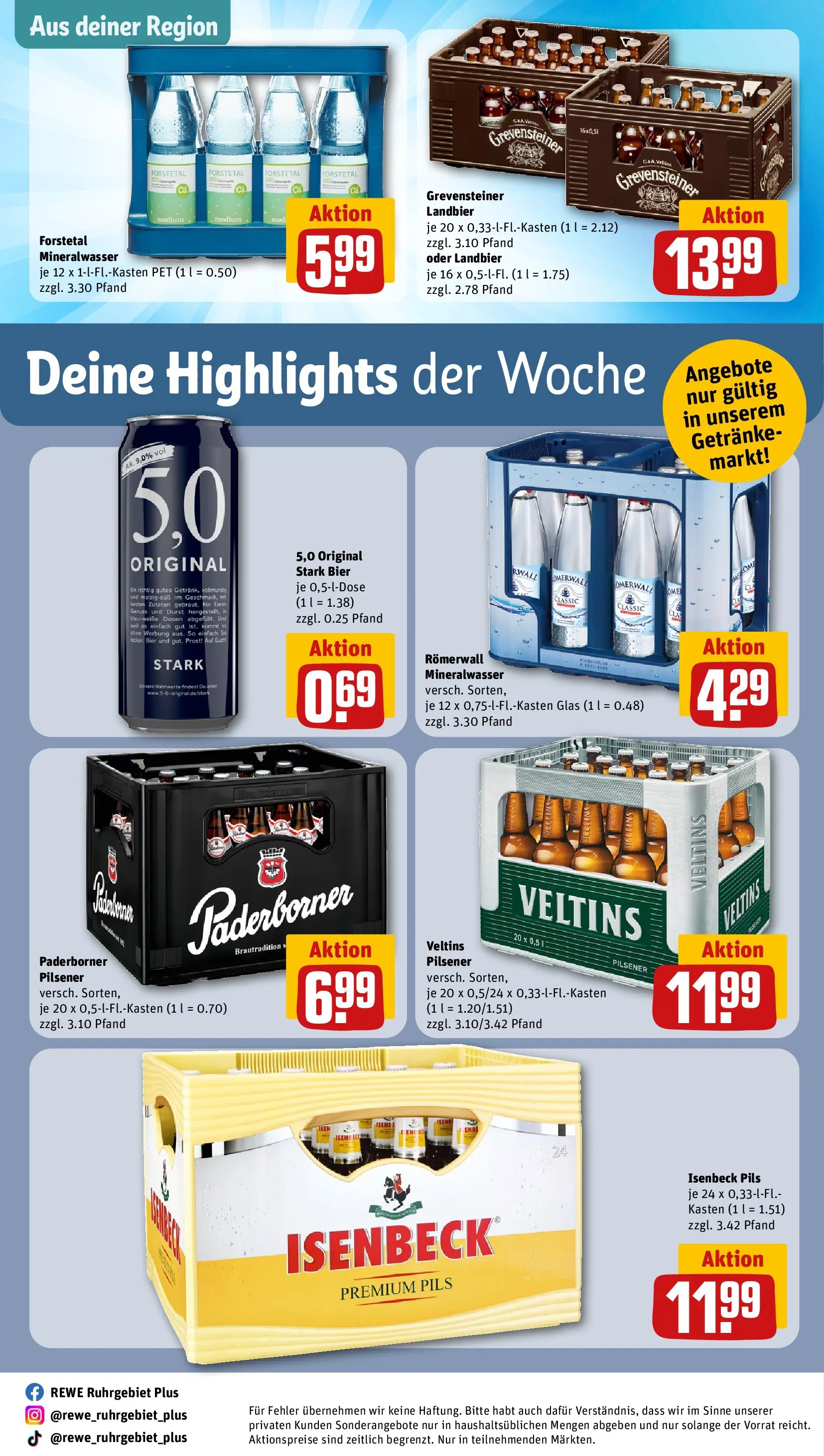 REWE Prospekt ab 14.06.2026 zum Blättern » Angebote | Seite: 29 | Produkte: Bier, Pils, Mineralwasser, Veltins