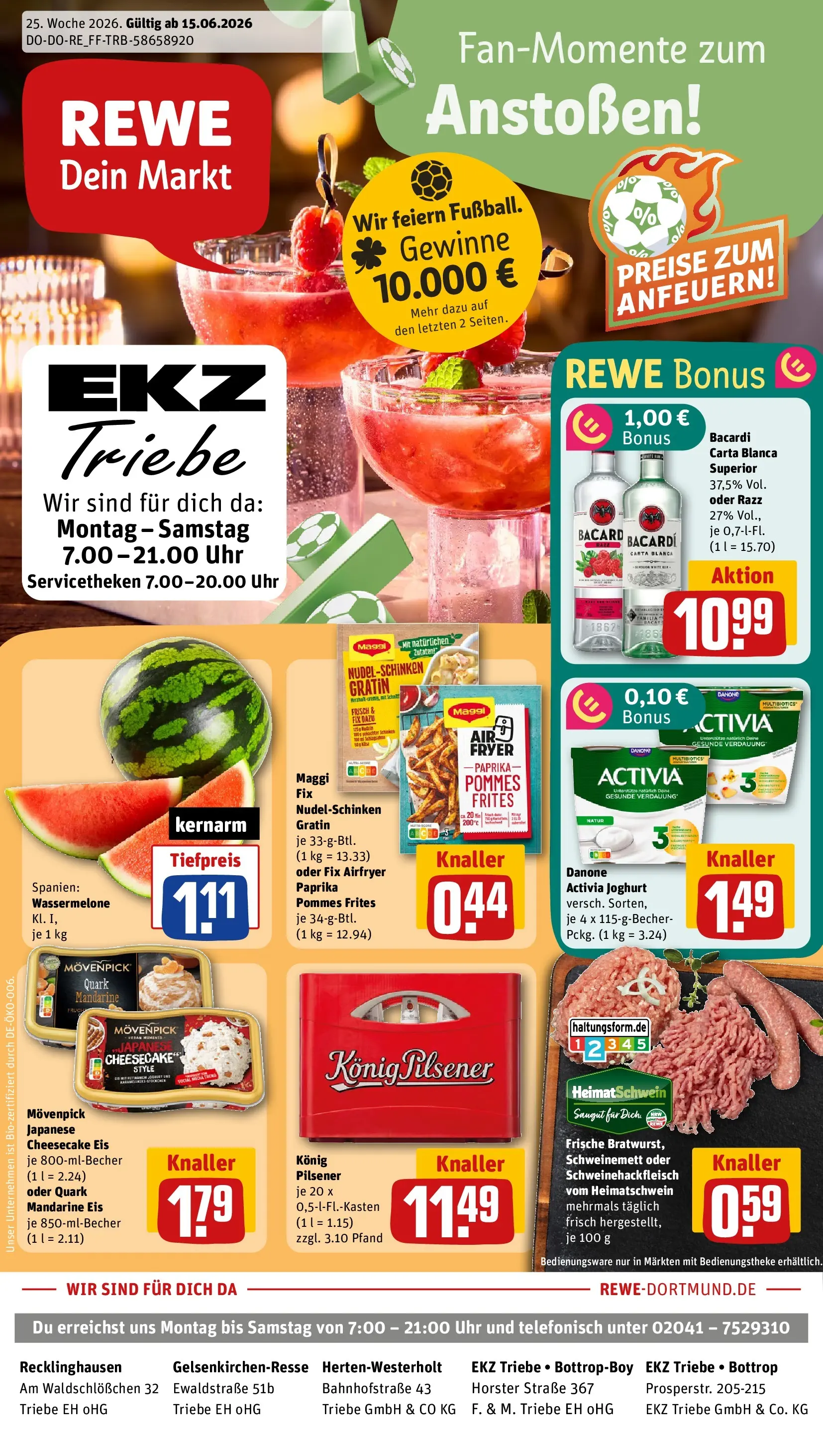 REWE Prospekt ab 14.06.2026 zum Blättern » Angebote | Seite: 1 | Produkte: Maggi fix, Wassermelone, Eis, Uhr