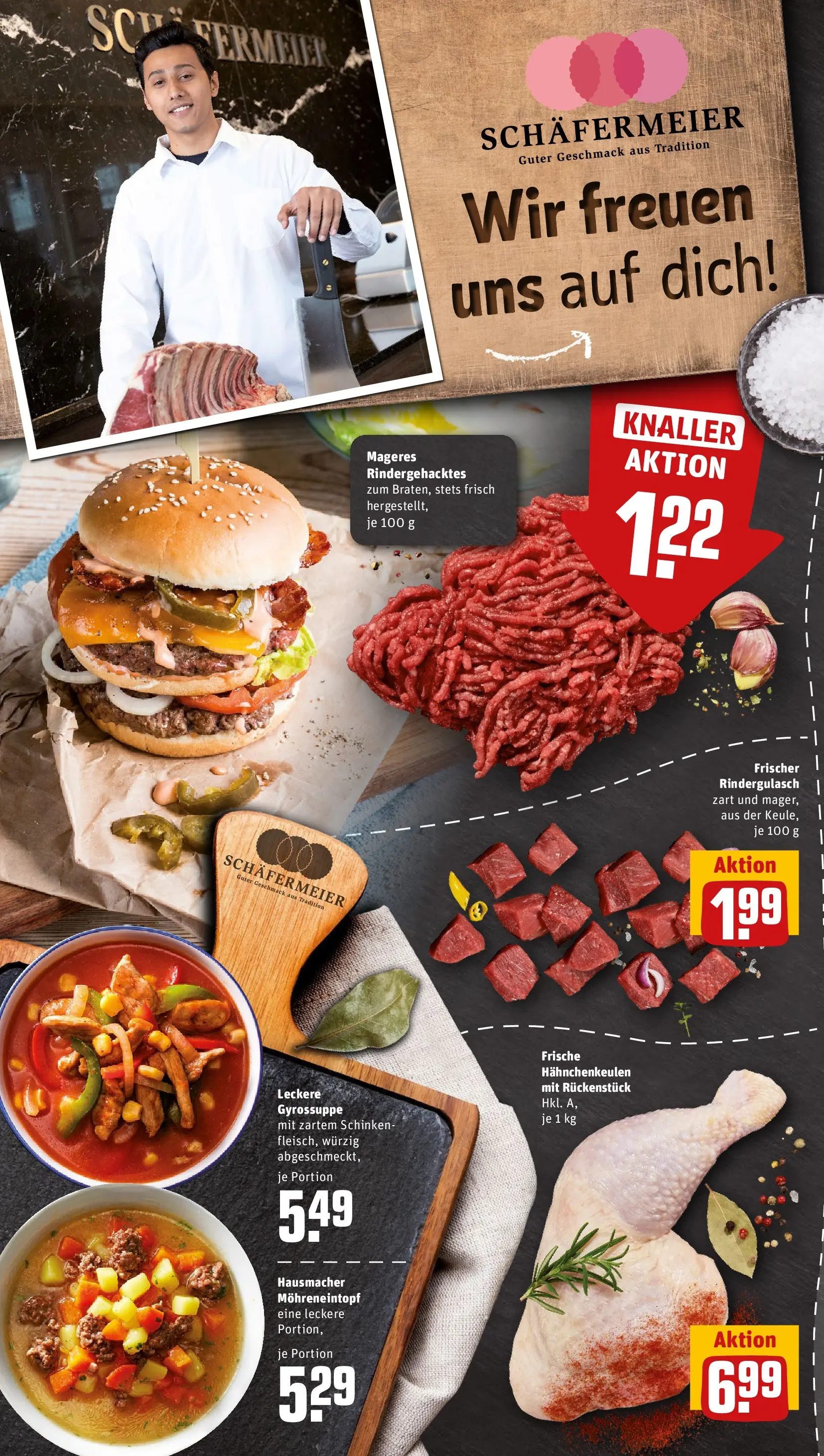 REWE Prospekt ab 14.06.2026 zum Blättern » Angebote | Seite: 6 | Produkte: Rindergulasch, Gyros, Schinken
