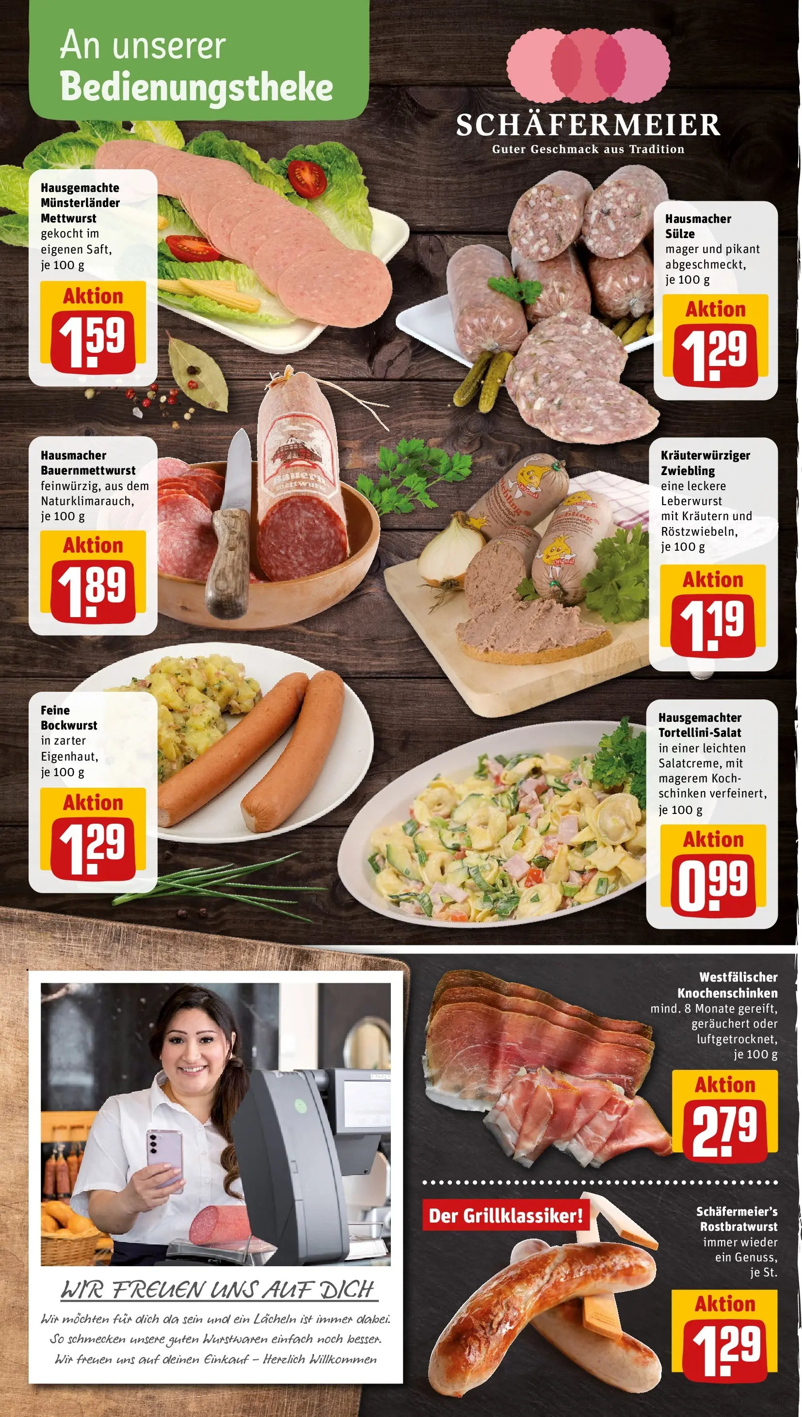 REWE Prospekt ab 14.06.2026 zum Blättern » Angebote | Seite: 8 | Produkte: Bockwurst, Bratwurst, Pasta, Schinken