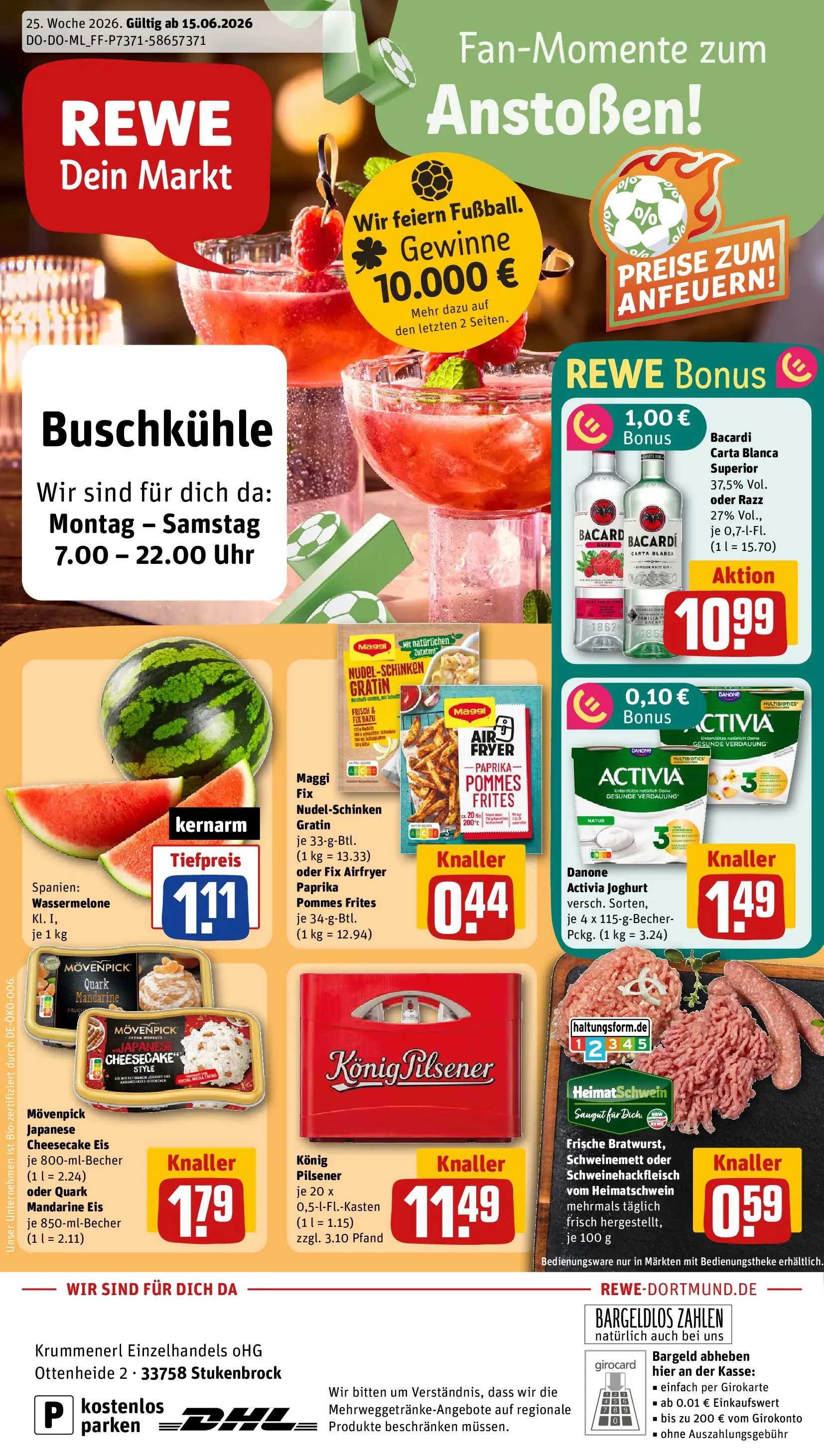REWE Prospekt ab 14.06.2026 zum Blättern » Angebote | Seite: 1 | Produkte: Maggi, Quark, Pommes frites, Eis