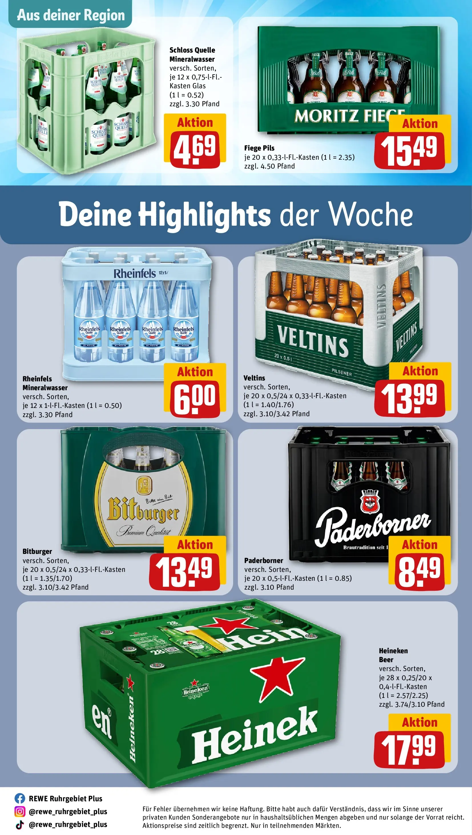 REWE Prospekt ab 14.06.2026 zum Blättern » Angebote | Seite: 29 | Produkte: Pils, Mineralwasser, Heineken, Veltins