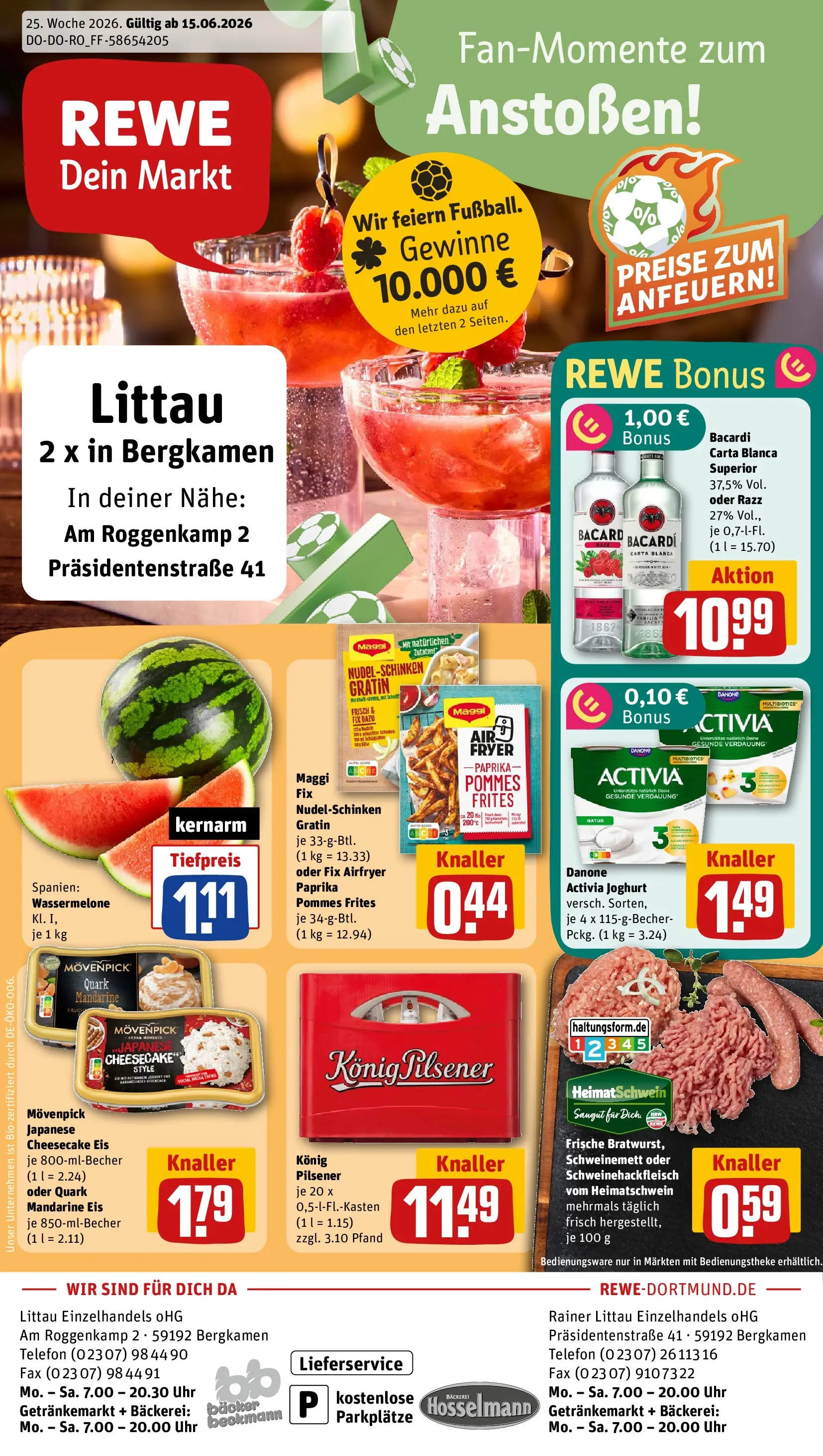 REWE Prospekt ab 14.06.2026 zum Blättern » Angebote | Seite: 1 | Produkte: Maggi, Quark, Pommes frites, Wassermelone