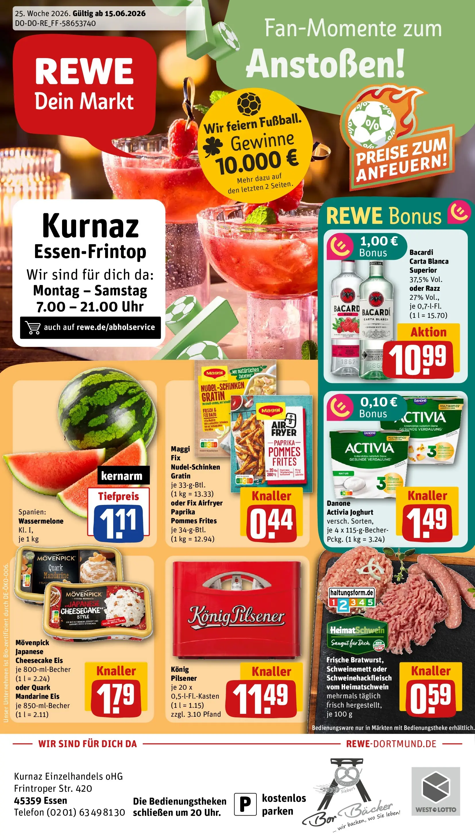 REWE Prospekt ab 14.06.2026 zum Blättern » Angebote | Seite: 1 | Produkte: Maggi, Käse, Pommes frites, Wassermelone