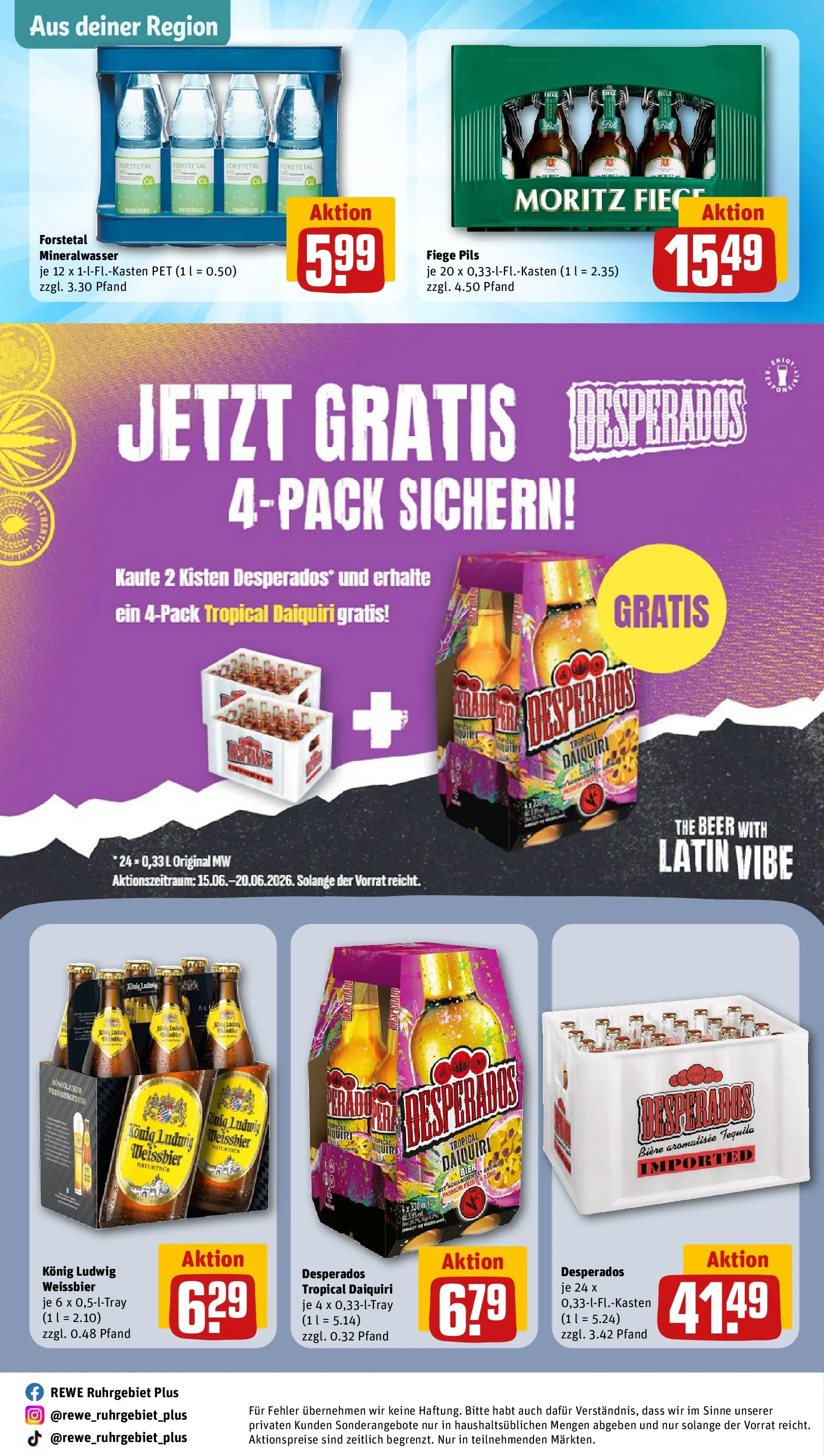 REWE Prospekt ab 14.06.2026 zum Blättern » Angebote | Seite: 30 | Produkte: Bier, Weißbier, Mineralwasser, Desperados