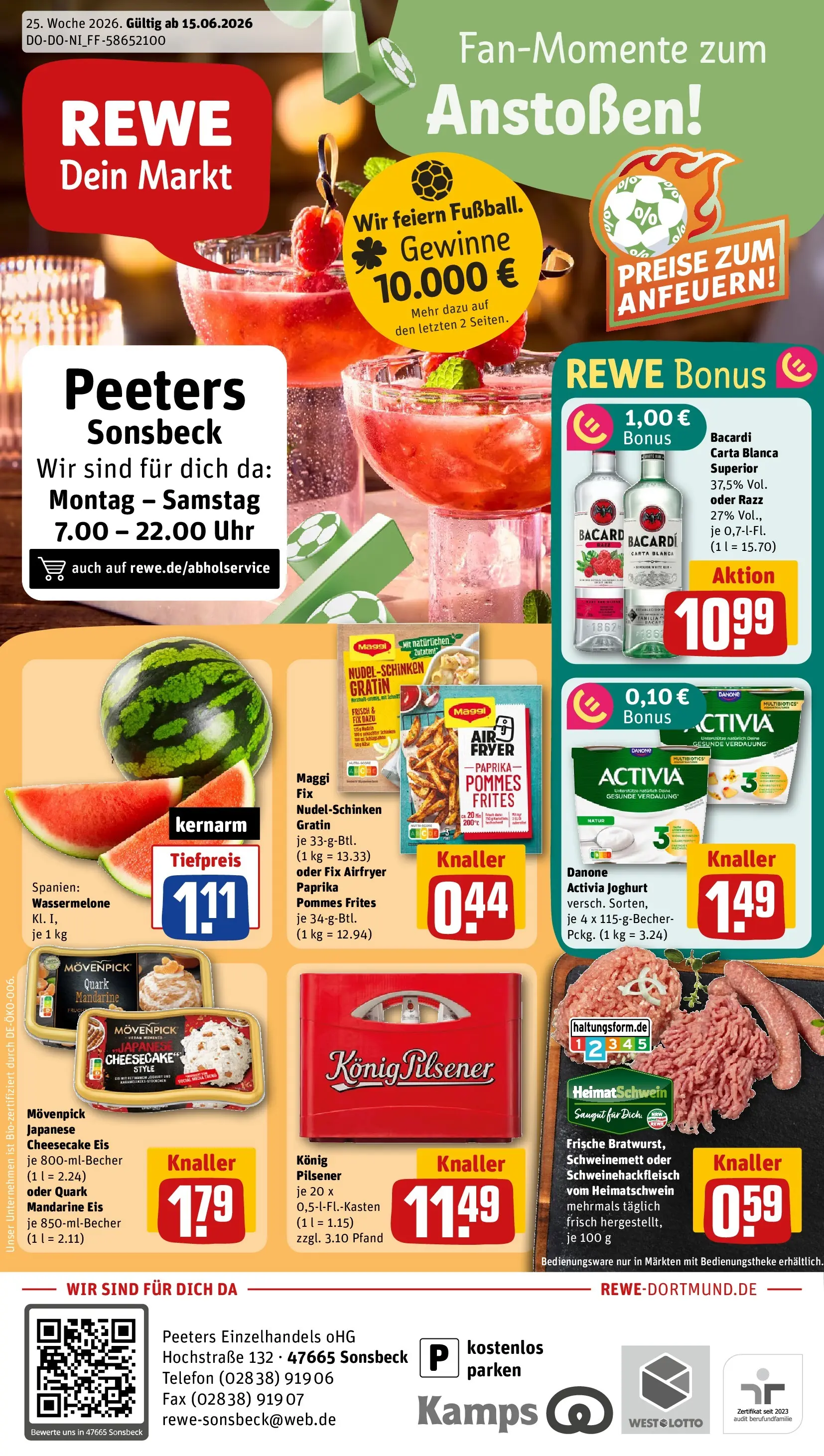 REWE Prospekt ab 14.06.2026 zum Blättern » Angebote | Seite: 1 | Produkte: Maggi, Pommes frites, Pasta, Eis