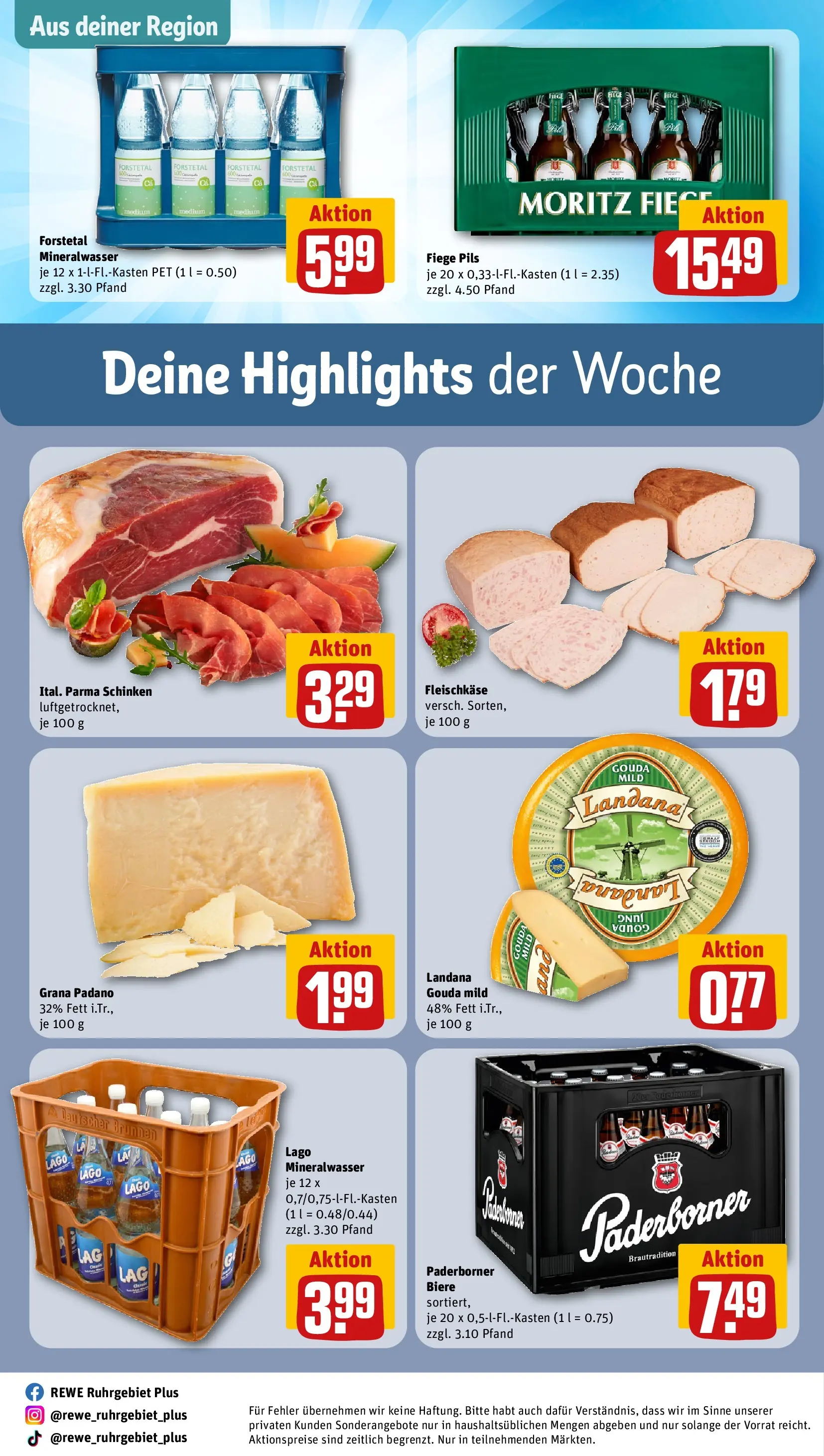REWE Prospekt ab 14.06.2026 zum Blättern » Angebote | Seite: 30 | Produkte: Gouda, Pils, Mineralwasser, Schinken