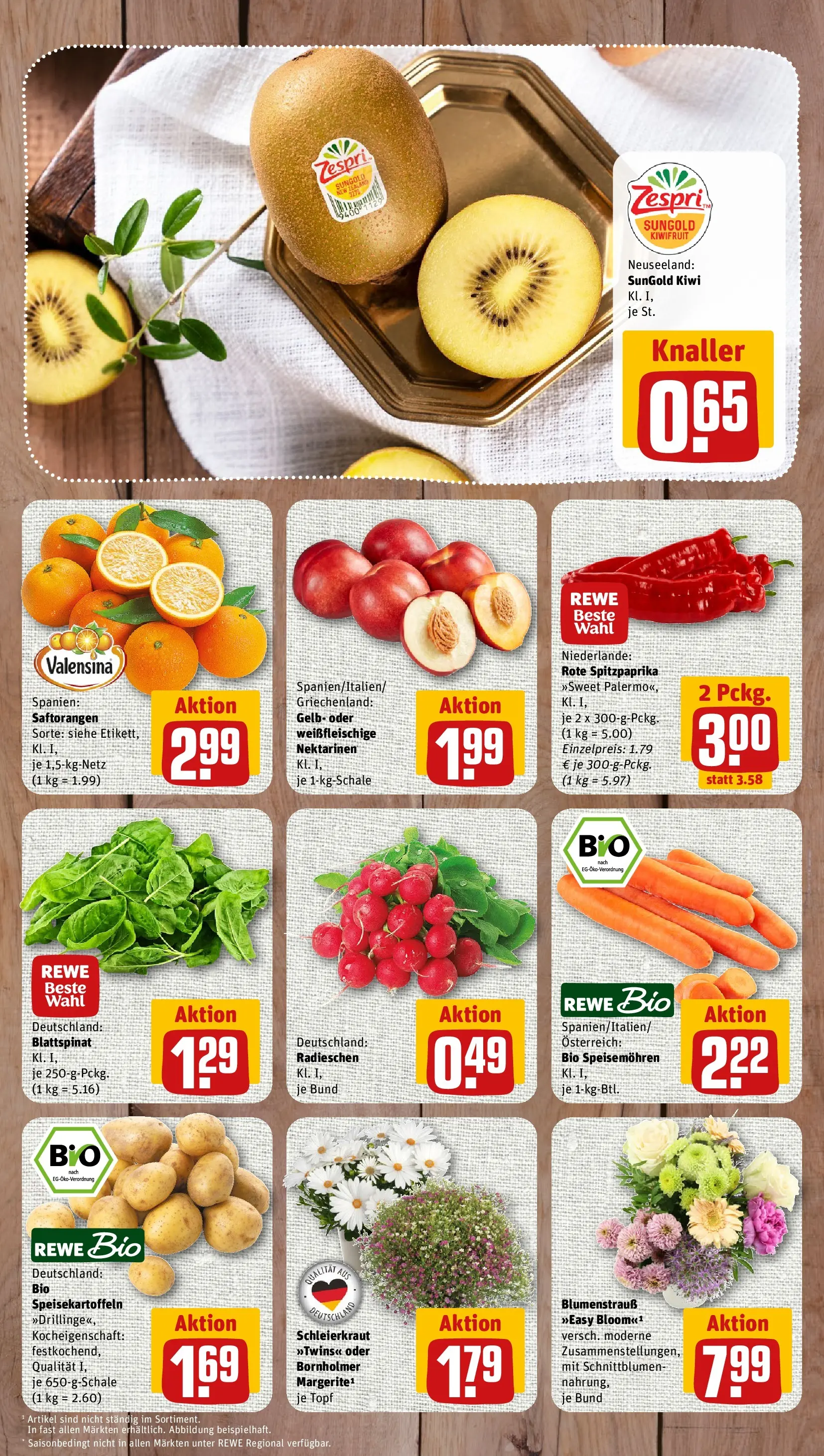 REWE Prospekt ab 14.06.2026 zum Blättern » Angebote | Seite: 3 | Produkte: Nektarinen, Valensina, Kiwi