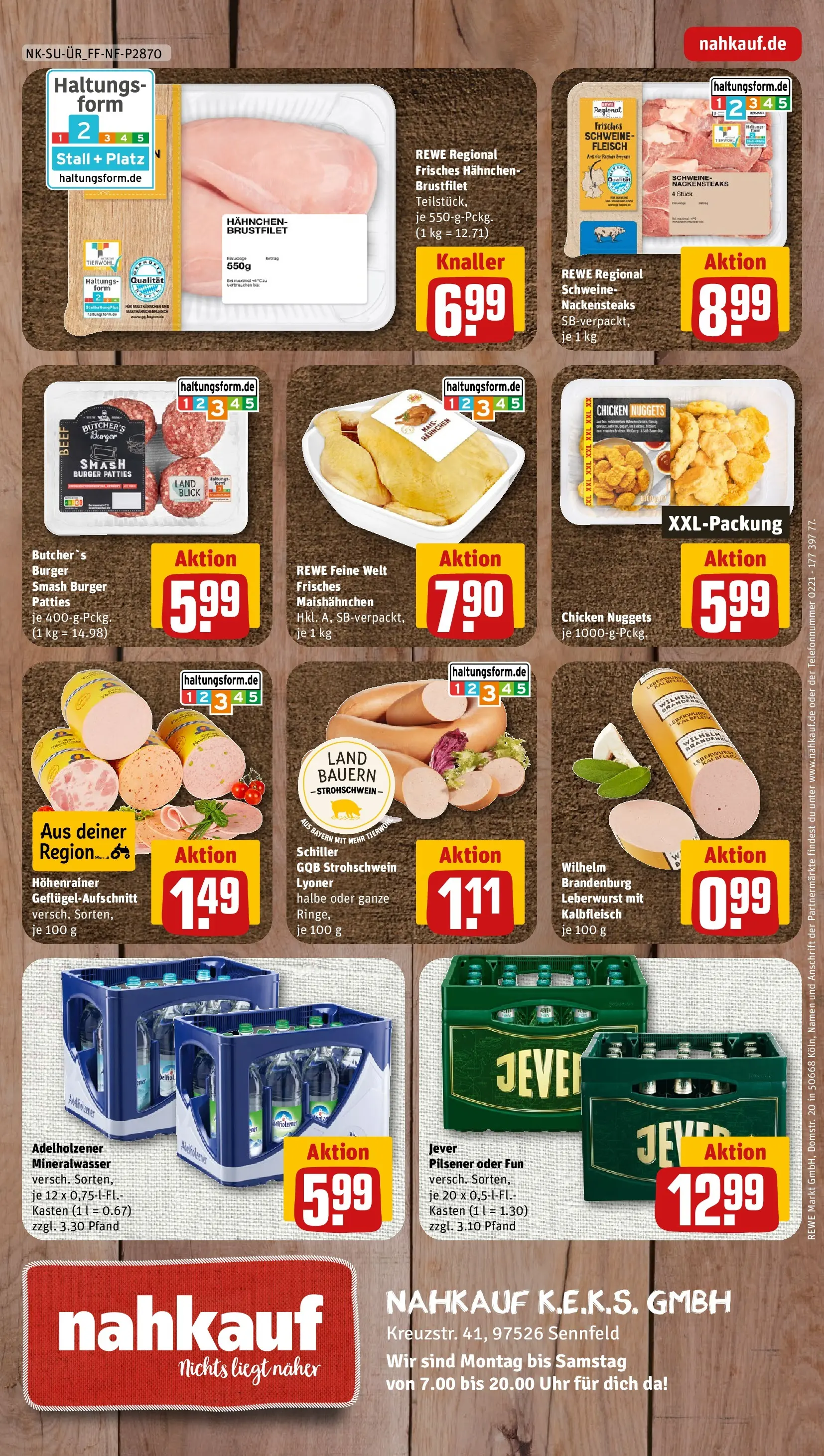 REWE Prospekt ab 14.06.2026 zum Blättern » Angebote | Seite: 8 | Produkte: Nackensteaks, Jever, Fleisch, Uhr