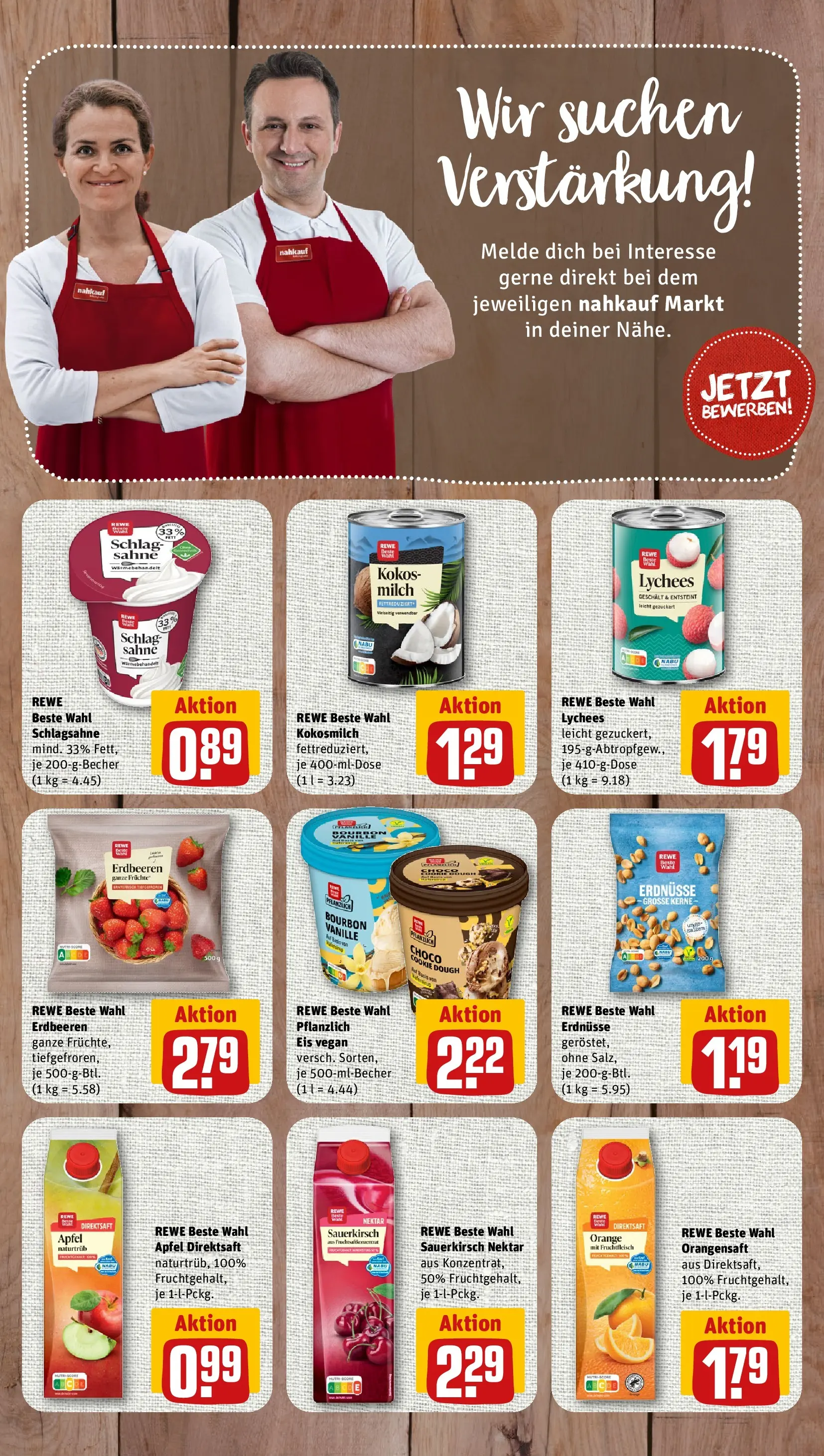 REWE Prospekt ab 14.06.2026 zum Blättern » Angebote | Seite: 7 | Produkte: Erdnüsse, Äpfel, Orangensaft, Eis