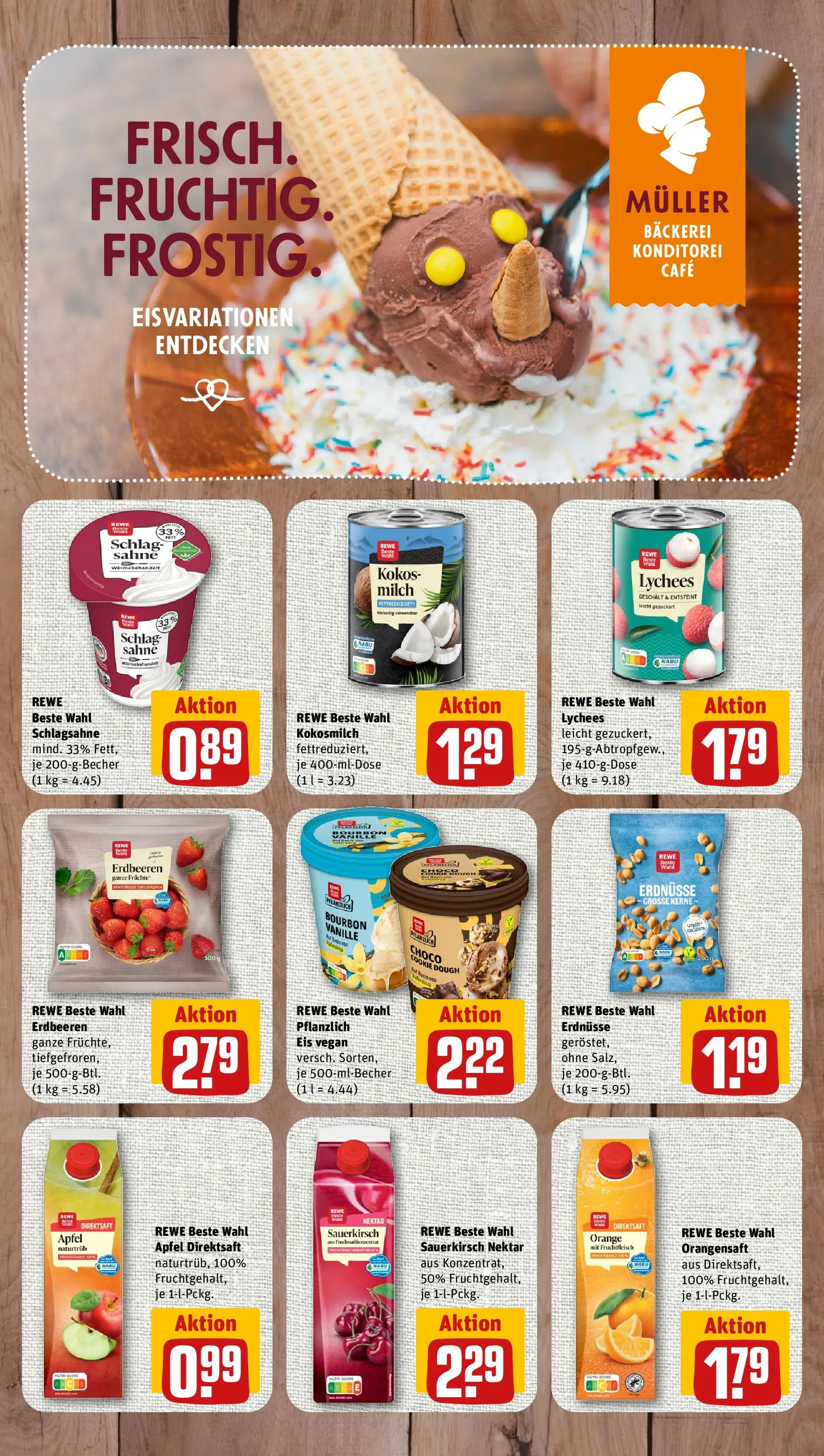 REWE Prospekt ab 14.06.2026 zum Blättern » Angebote | Seite: 7 | Produkte: Erdnüsse, Bourbon, Erdbeeren, Eis