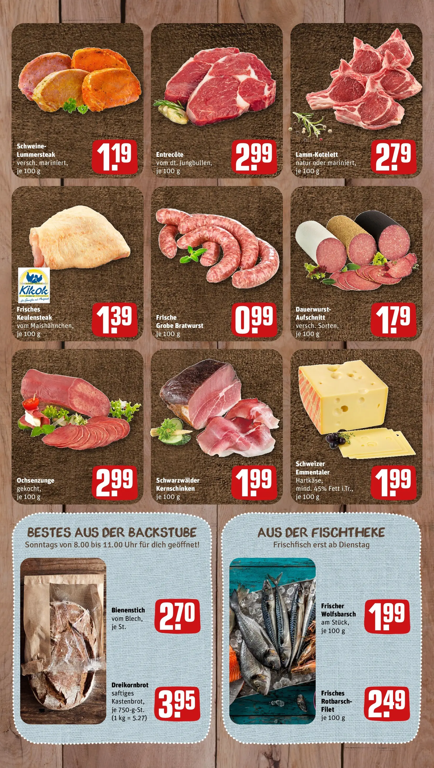 REWE Prospekt ab 14.06.2026 zum Blättern » Angebote | Seite: 7 | Produkte: Bratwurst, Entrecote, Steak, Uhr