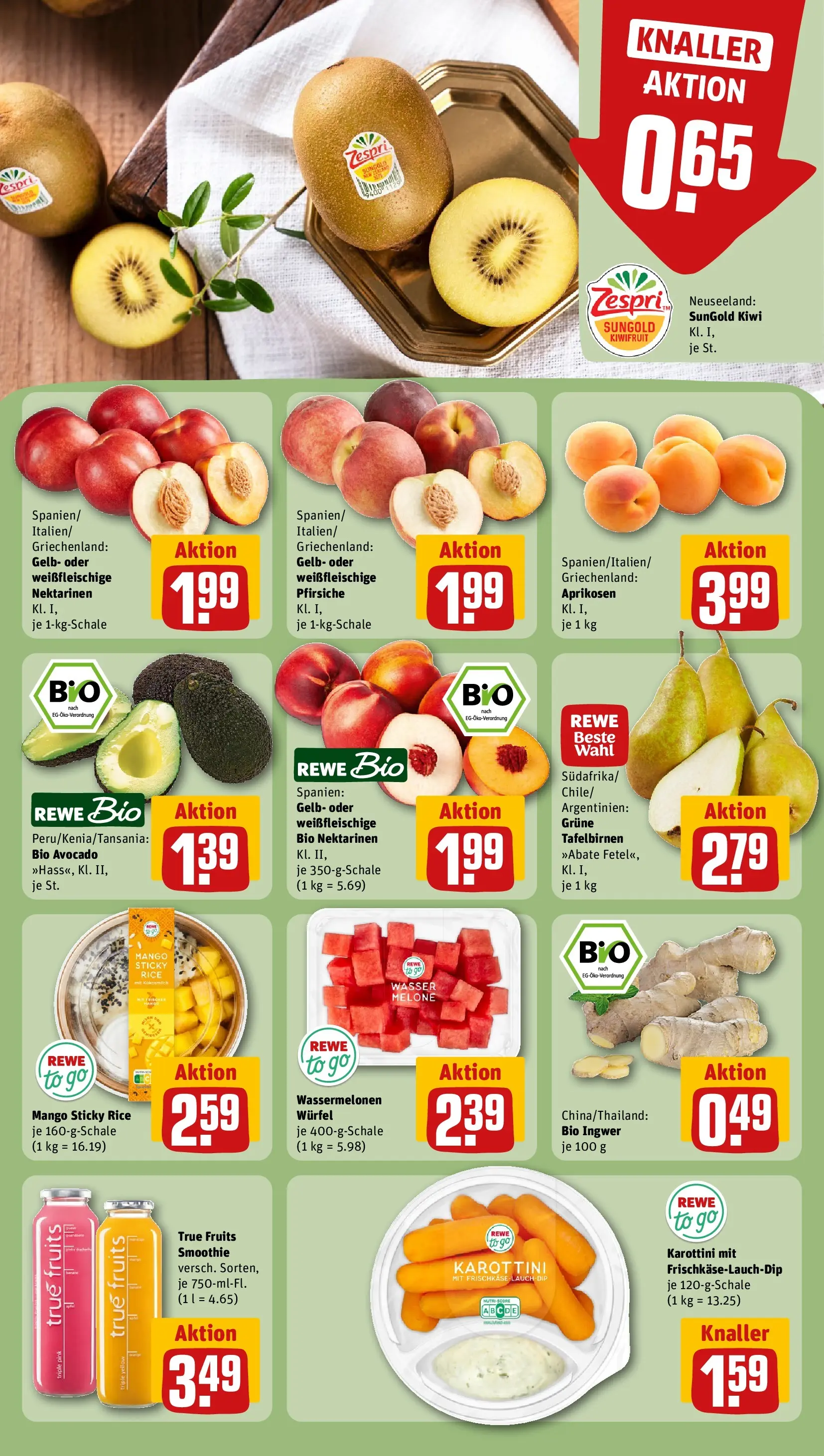 REWE Prospekt ab 14.06.2026 zum Blättern » Angebote | Seite: 10 | Produkte: Nektarinen, Wasser, Kiwi, Frischkase