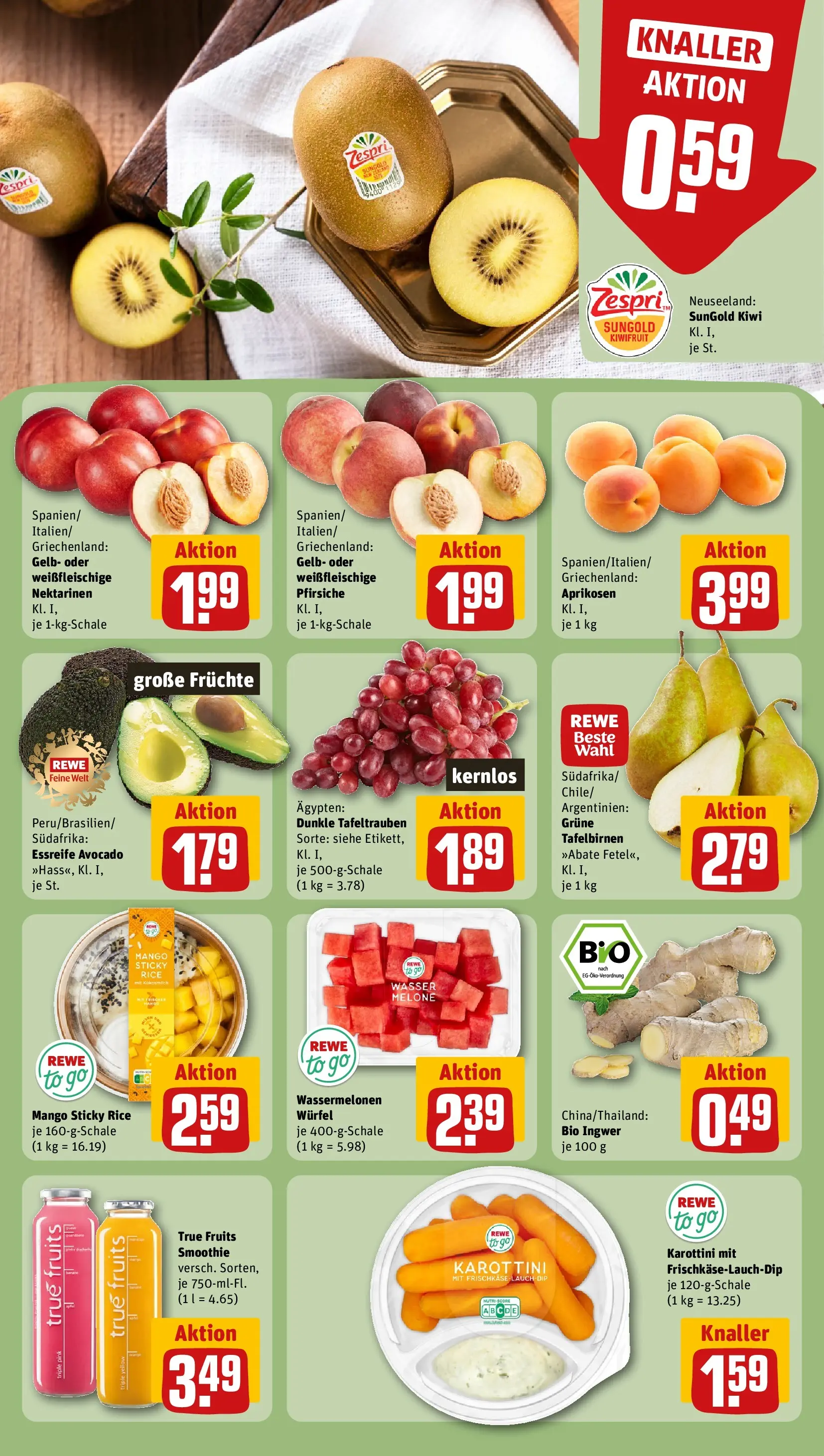 REWE Prospekt ab 14.06.2026 zum Blättern » Angebote | Seite: 10 | Produkte: Nektarinen, Avocado, Wasser, Kiwi