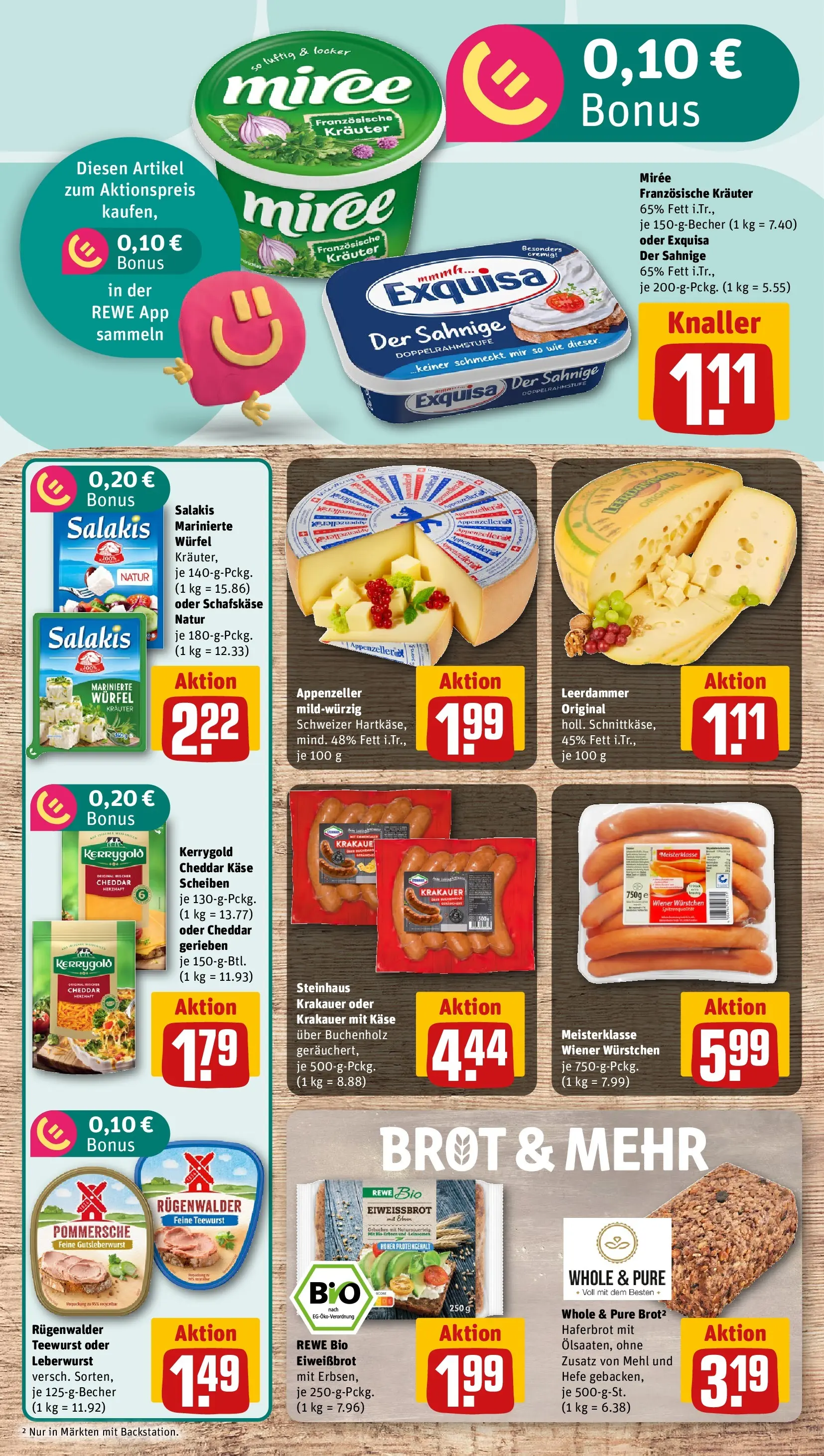 REWE Prospekt ab 14.06.2026 zum Blättern » Angebote | Seite: 13 | Produkte: Käse, Leerdammer, Salakis, Brot