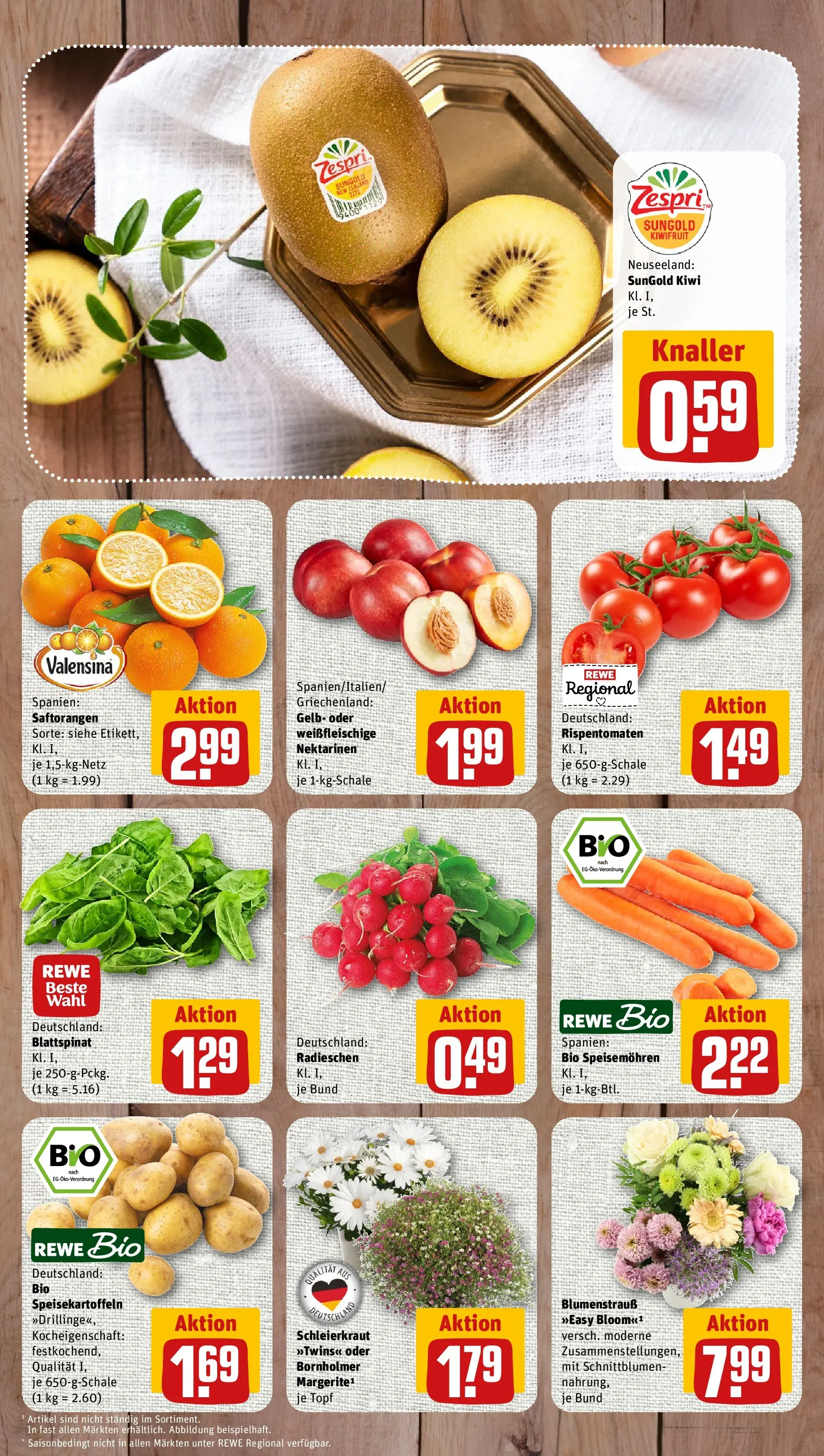 REWE Prospekt ab 14.06.2026 zum Blättern » Angebote | Seite: 3 | Produkte: Nektarinen, Valensina, Kiwi