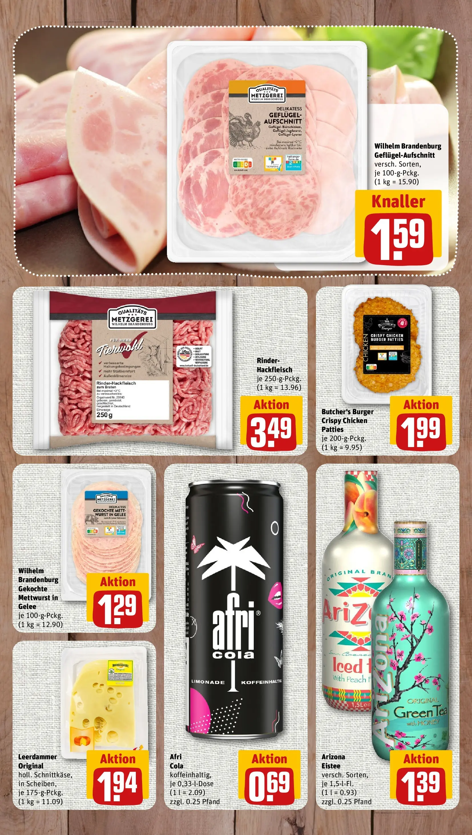 REWE Prospekt ab 14.06.2026 zum Blättern » Angebote | Seite: 7 | Produkte: Burger, Leerdammer, Wurst, Hackfleisch