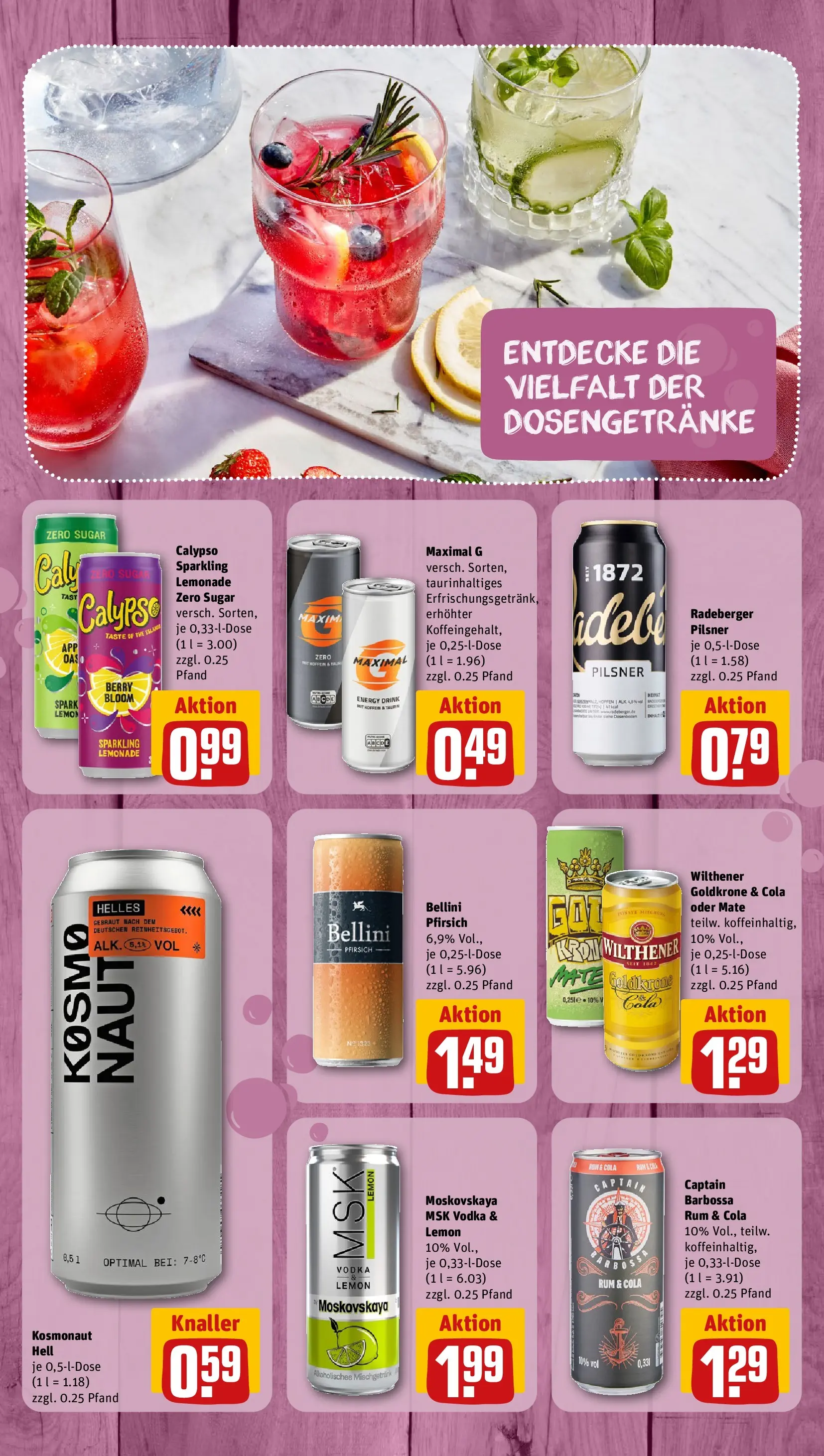 REWE Prospekt ab 14.06.2026 zum Blättern » Angebote | Seite: 8 | Produkte: Wilthener, Rum, Pfirsich, Radeberger pilsner