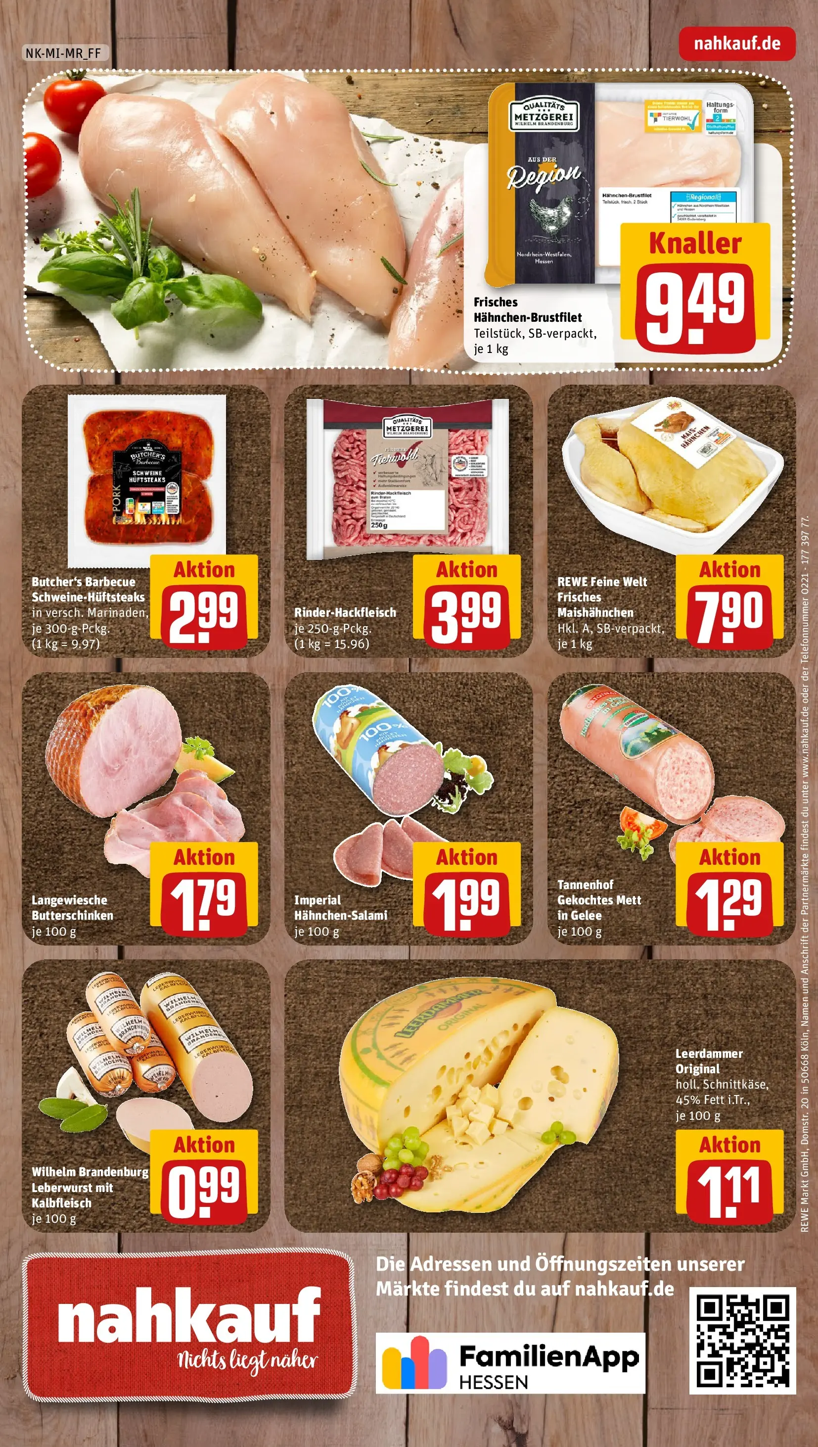 REWE Prospekt ab 14.06.2026 zum Blättern » Angebote | Seite: 8 | Produkte: Hahnchen, Butter, Leerdammer, Salami