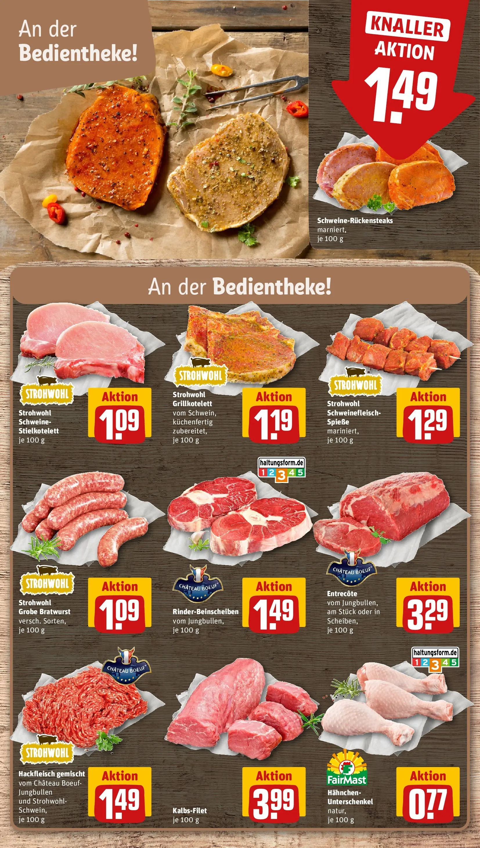REWE Prospekt ab 14.06.2026 zum Blättern » Angebote | Seite: 12 | Produkte: Hahnchen, Bratwurst, Schweinefleisch, Steak