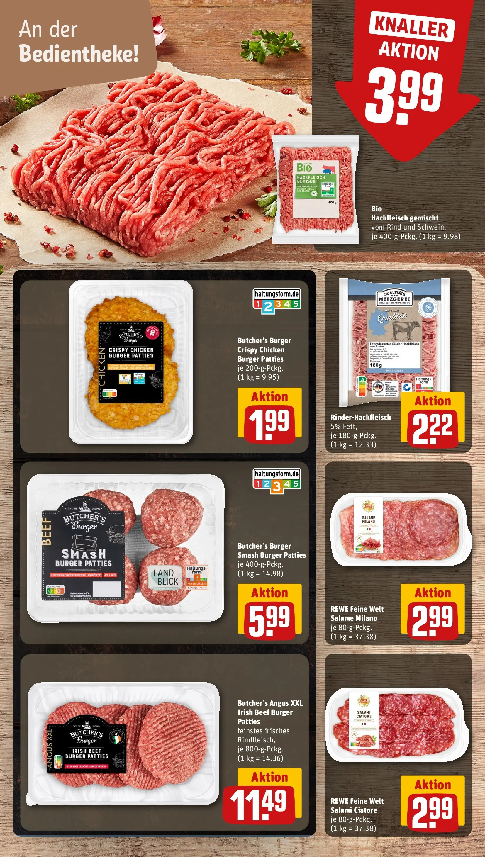 REWE Prospekt ab 14.06.2026 zum Blättern » Angebote | Seite: 12 | Produkte: Burger, Salami, Rindfleisch, Hackfleisch