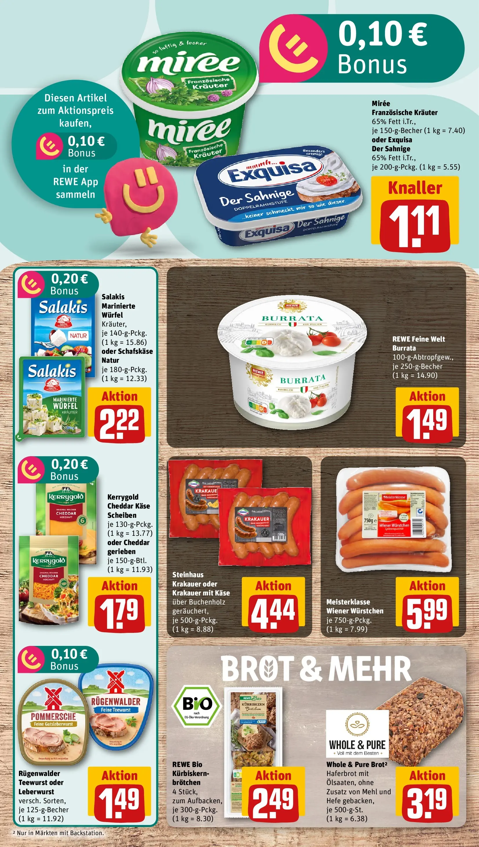 REWE Prospekt ab 14.06.2026 zum Blättern » Angebote | Seite: 13 | Produkte: Wiener wurstchen, Käse, Exquisa, Brot