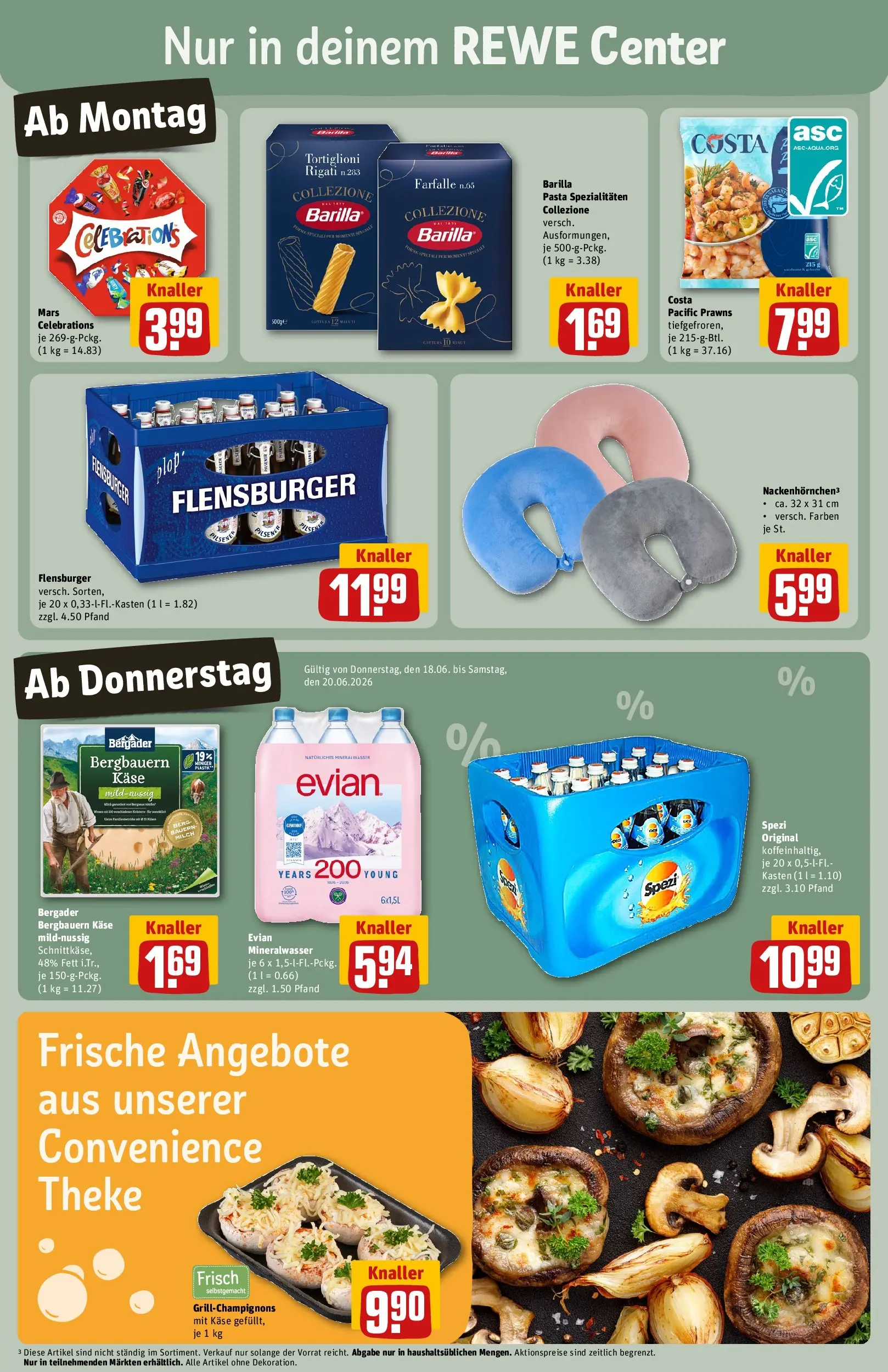 REWE Prospekt ab 14.06.2026 zum Blättern » Angebote | Seite: 3 | Produkte: Käse, Barilla, Flensburger, Pasta