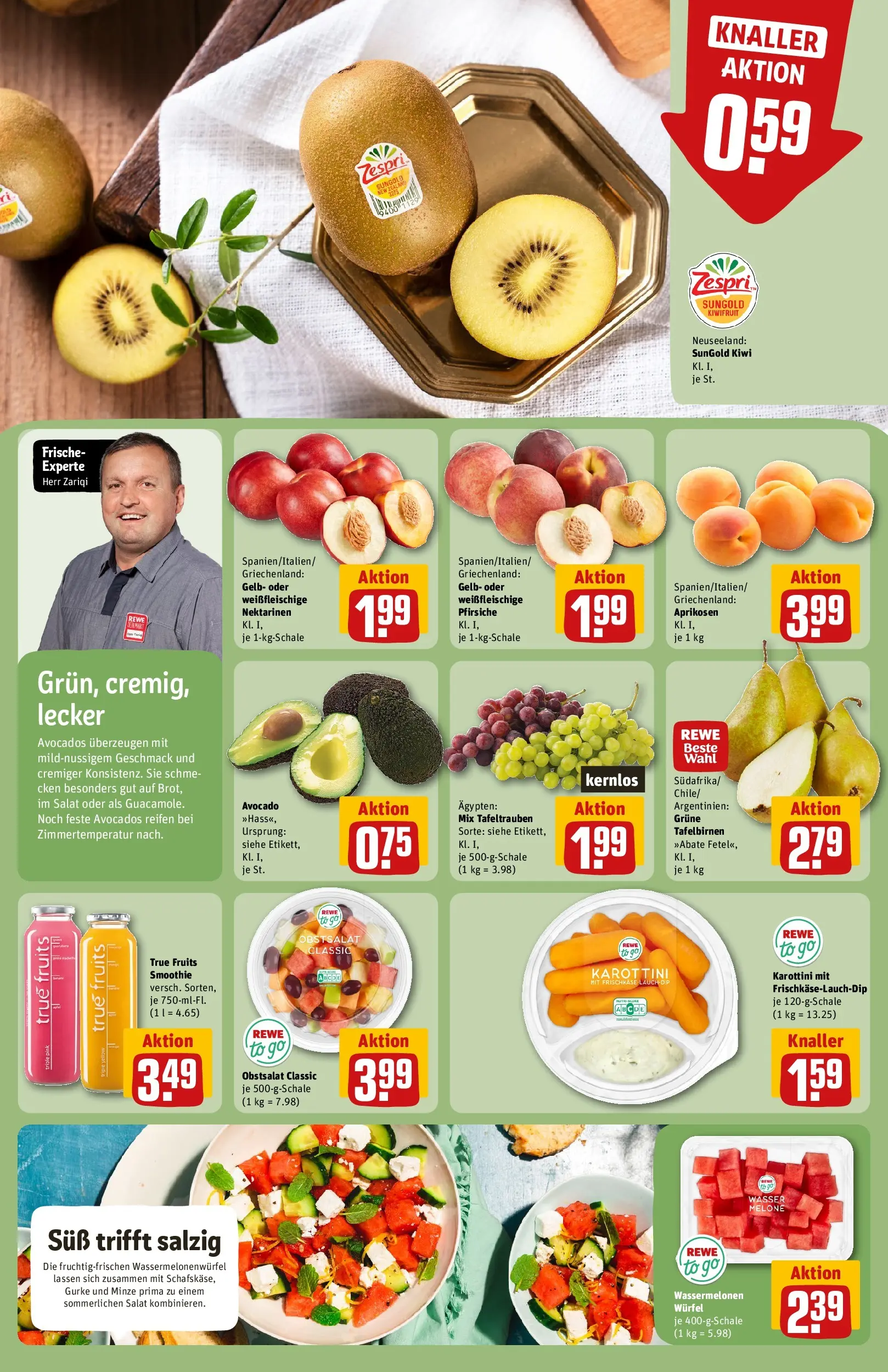 REWE Prospekt ab 14.06.2026 zum Blättern » Angebote | Seite: 8 | Produkte: Wasser, Melone, Kiwi, Salat