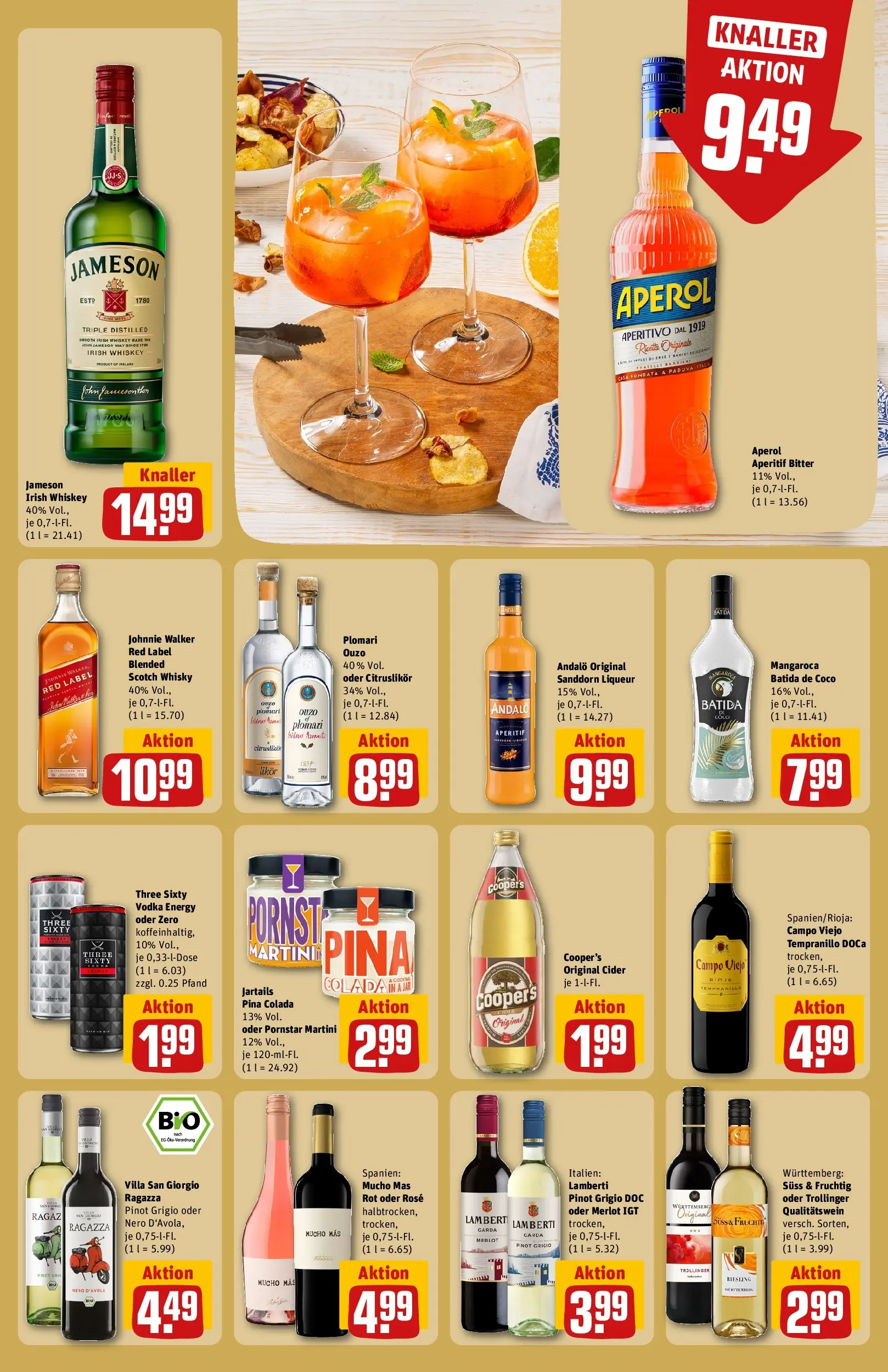 REWE Prospekt ab 14.06.2026 zum Blättern » Angebote | Seite: 23 | Produkte: Whisky, Batida de coco, Wein, Vodka