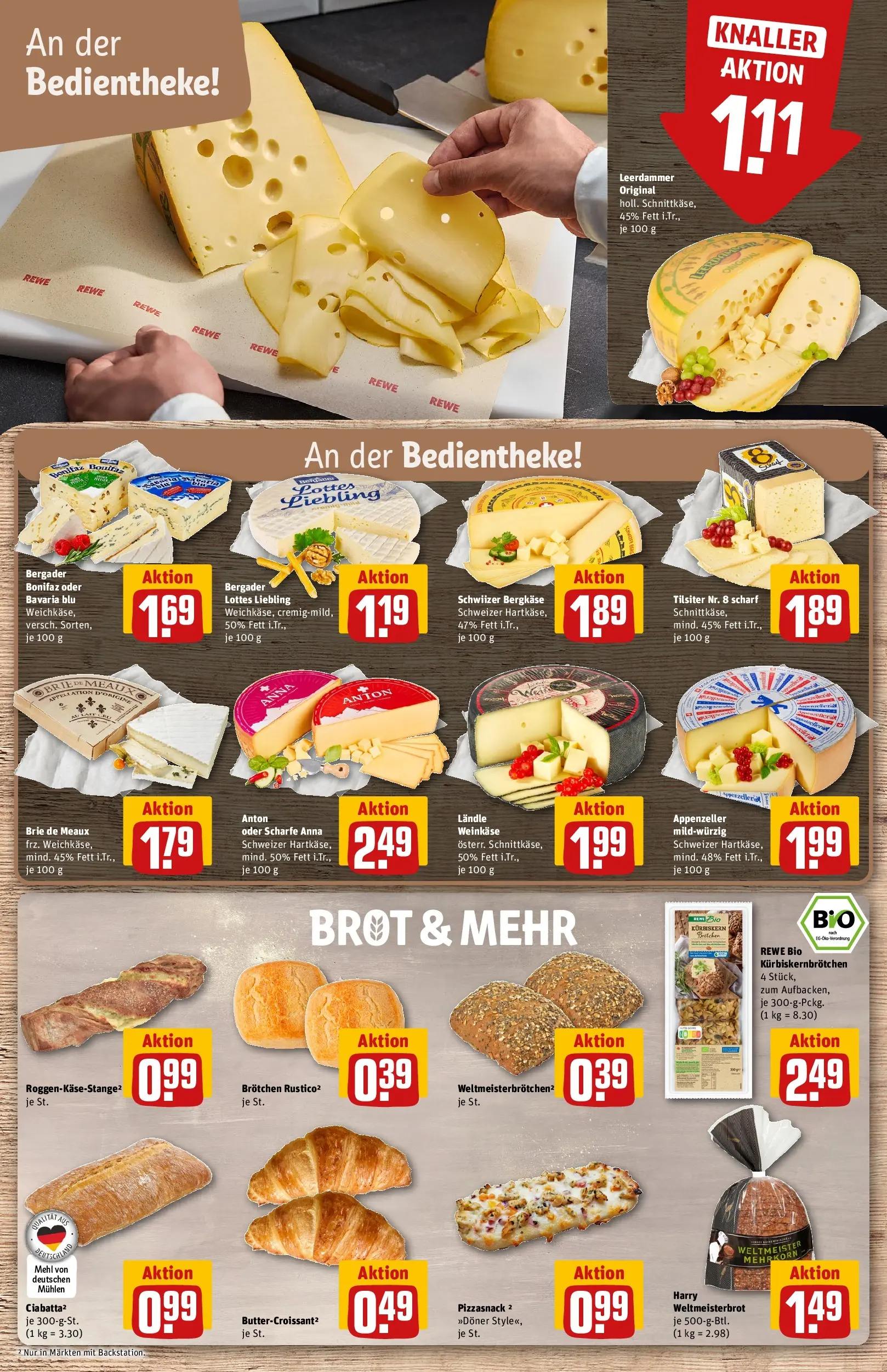 REWE Prospekt ab 14.06.2026 zum Blättern » Angebote | Seite: 13 | Produkte: Leerdammer, Croissant, Brot, Pizza
