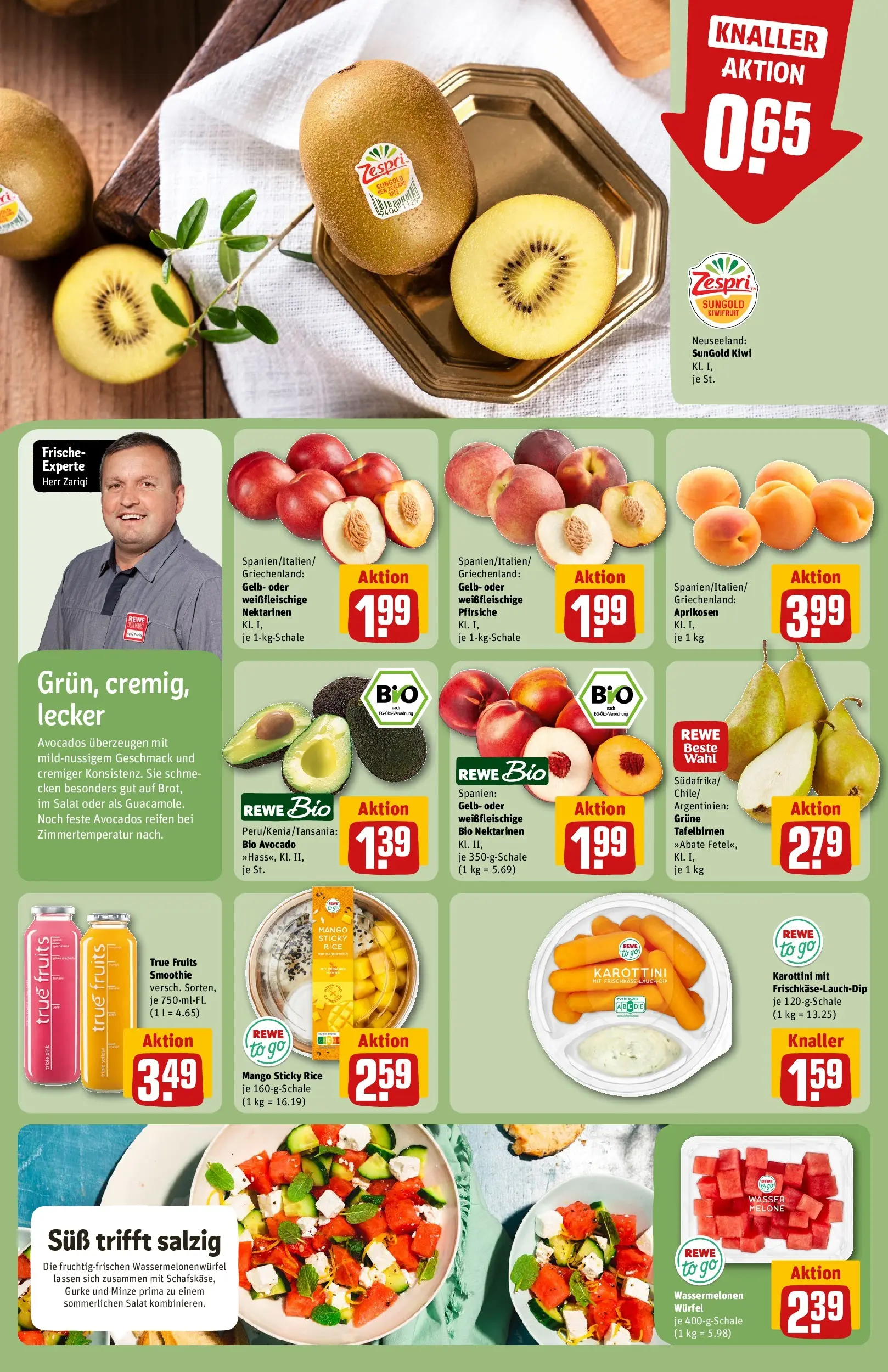 REWE Prospekt ab 14.06.2026 zum Blättern » Angebote | Seite: 8 | Produkte: Avocado, Wasser, Mango, Salat